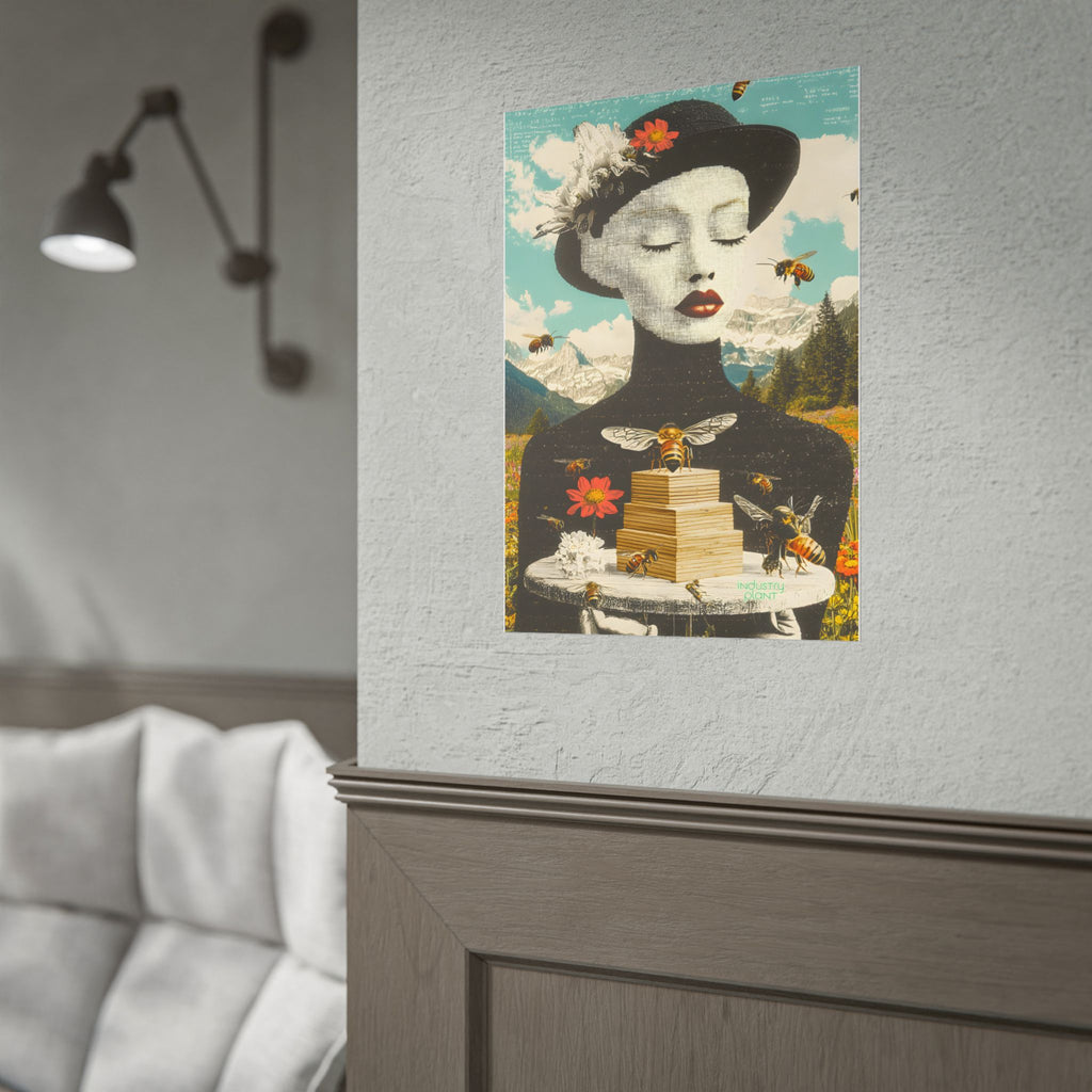 BEE STING LIPS BAE Fine Art Poster — Surreal Bee Lady Fine Art Print by INDUSTRY PLANT @AutoPaybump