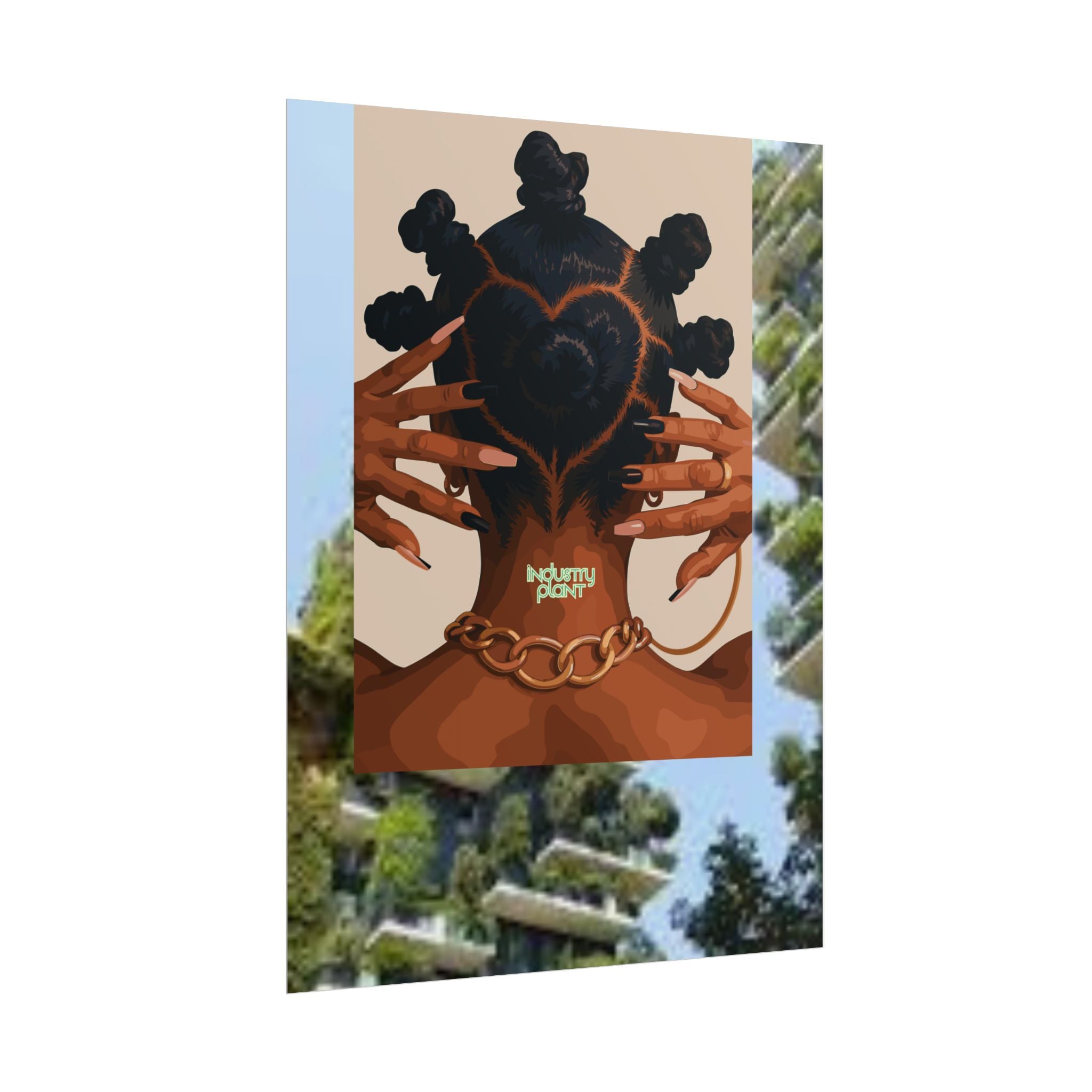 BANTU KNOTS x BOTANICALS Afro Heart Braid Fine Art Poster — Wall Fine Art Print by INDUSTRY PLANT @AutoPaybump
