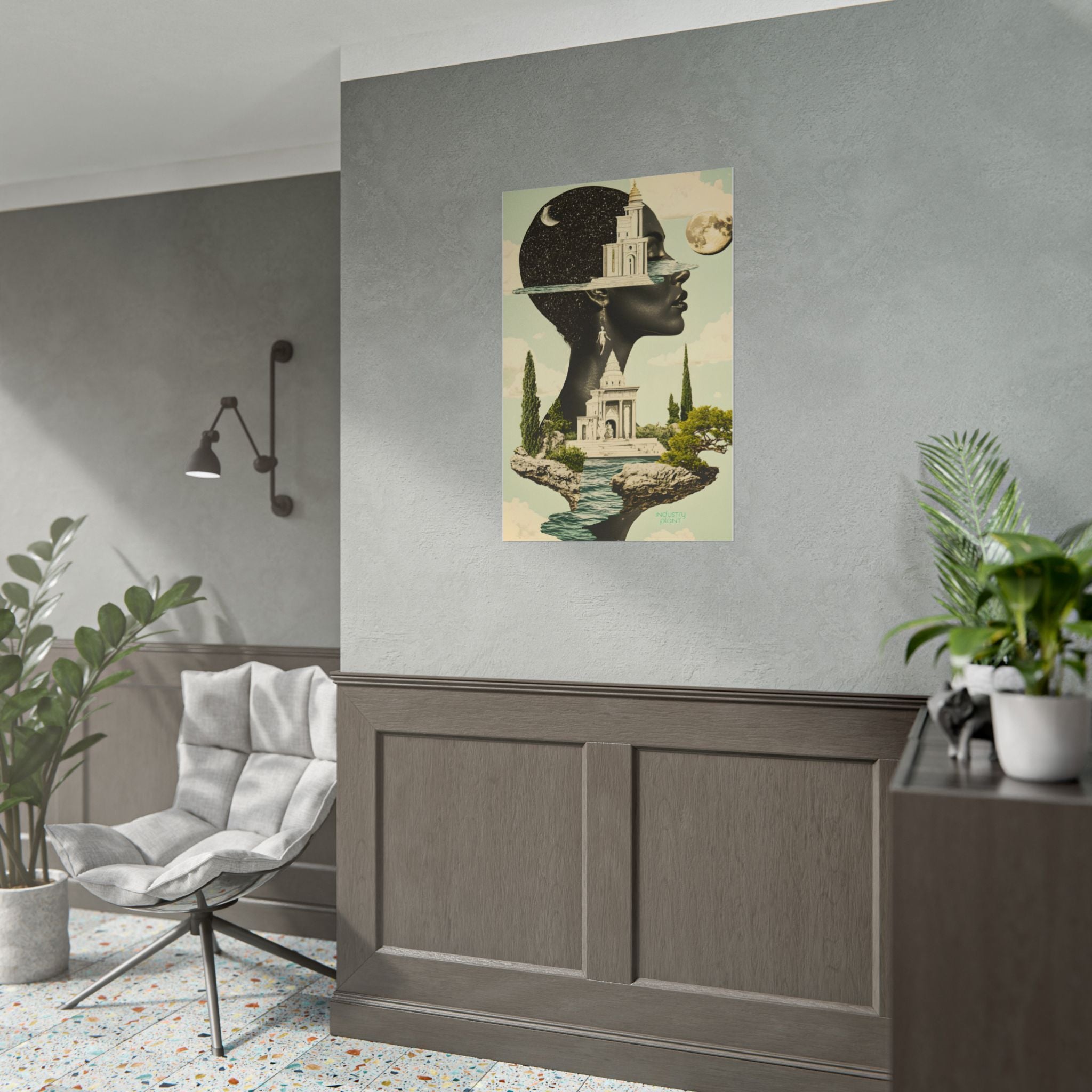 THE FUTURE IS FEMME Surreal Afro Futuristic Beautiful Black Muse Fine Art Poster — Floating Black Goddess Temple Fine Art Print by INDUSTRY PLANT @AutoPaybump