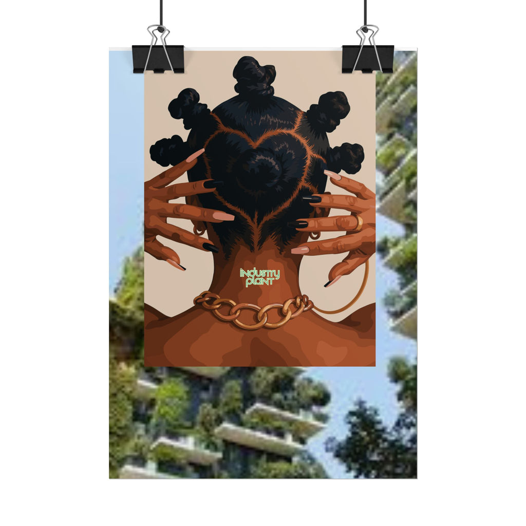 BANTU KNOTS x BOTANICALS Afro Heart Braid Fine Art Poster — Wall Fine Art Print by INDUSTRY PLANT @AutoPaybump