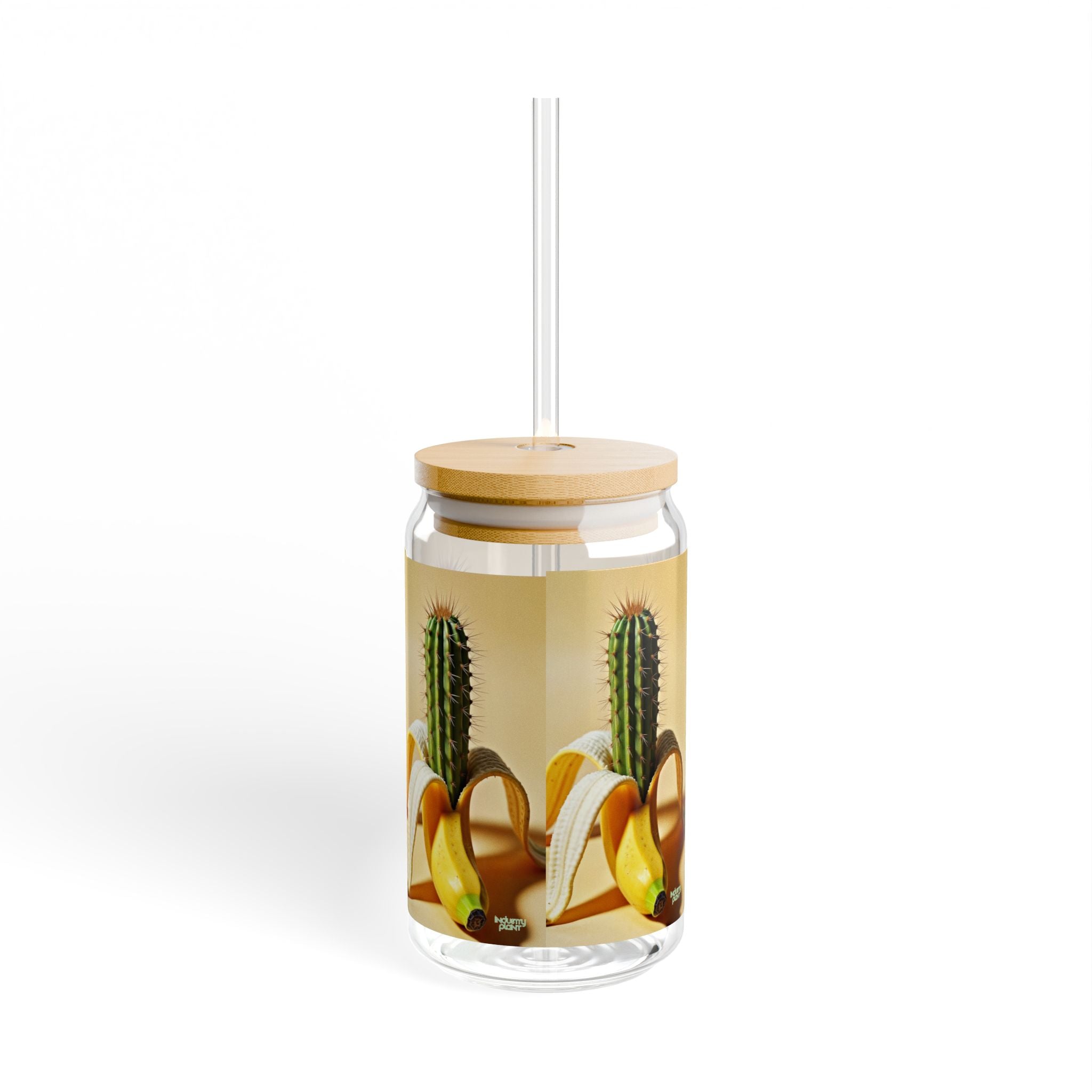 PEEL MY PRICKLED PECKER Stylish Bamboo Lid Sipper Glass - 16oz with Artistic Design by INDUSTRY PLANT @AutoPaybump
