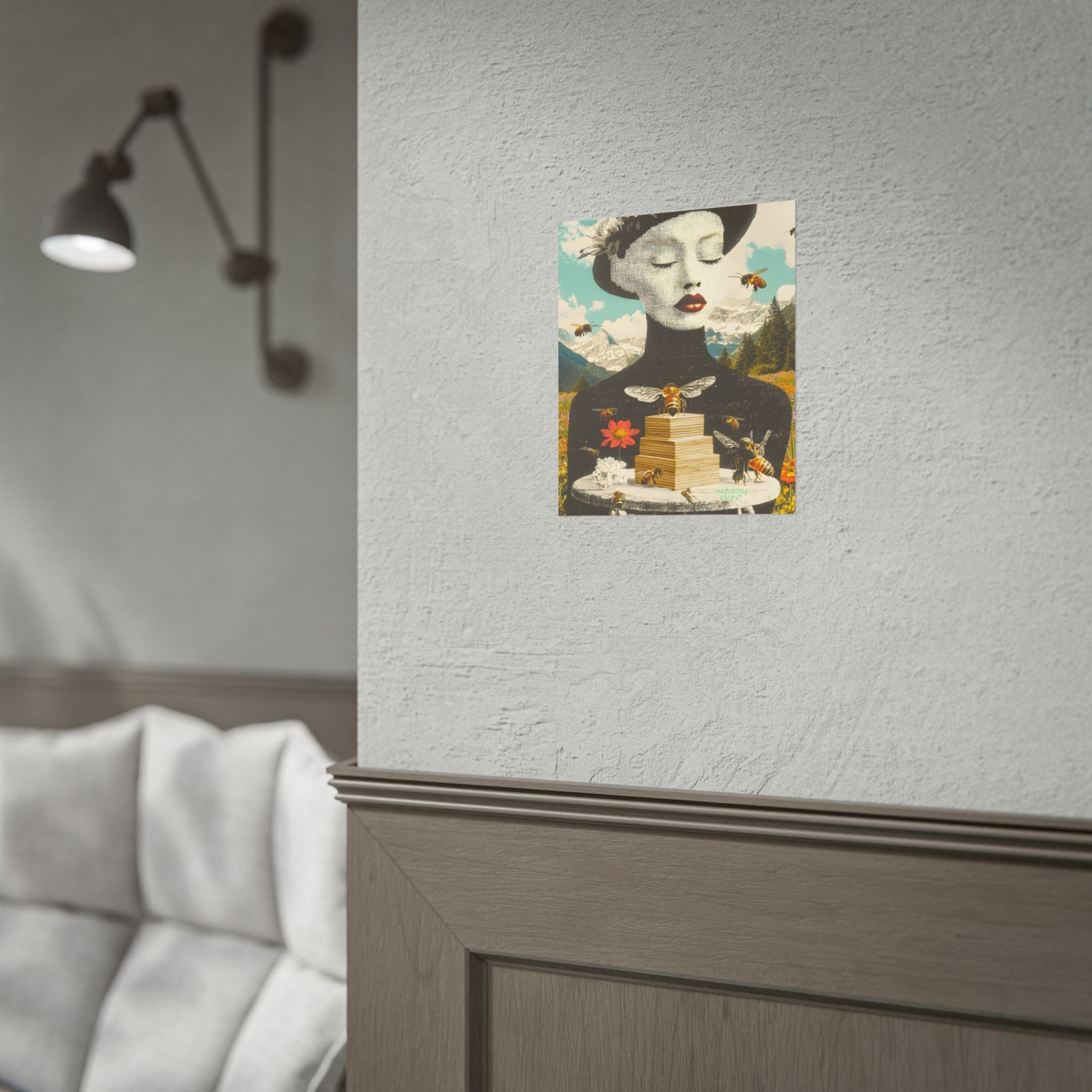 BEE STING LIPS BAE Fine Art Poster — Surreal Bee Lady Fine Art Print by INDUSTRY PLANT @AutoPaybump