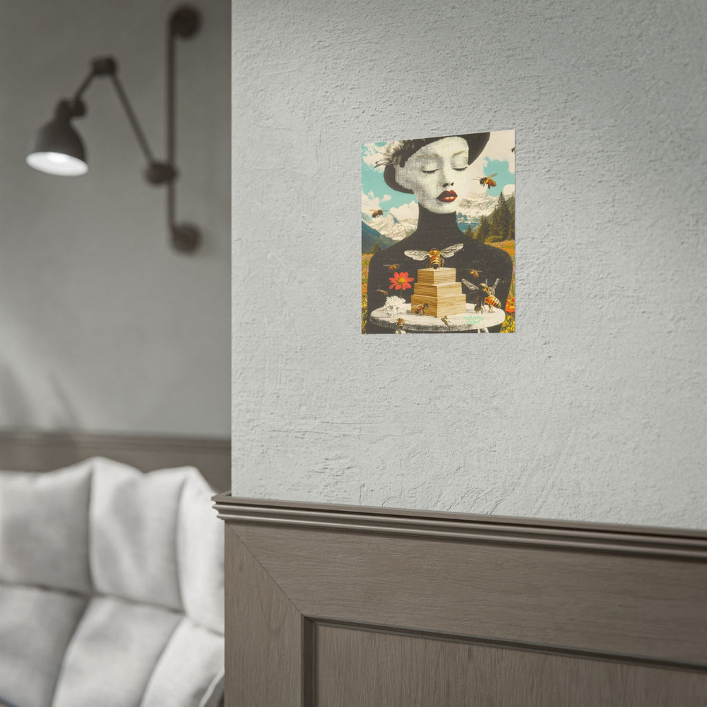 BEE STING LIPS BAE Fine Art Poster — Surreal Bee Lady Fine Art Print by INDUSTRY PLANT @AutoPaybump