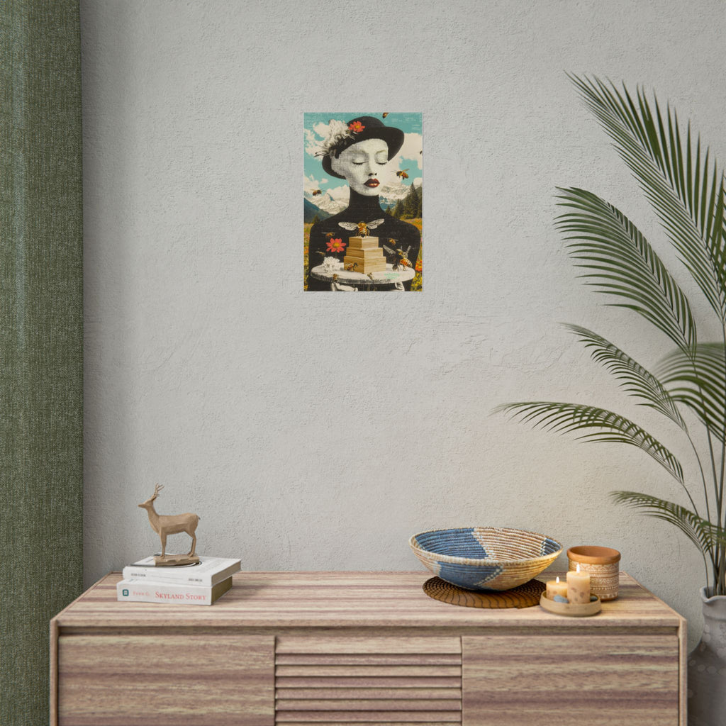BEE STING LIPS BAE Fine Art Poster — Surreal Bee Lady Fine Art Print by INDUSTRY PLANT @AutoPaybump