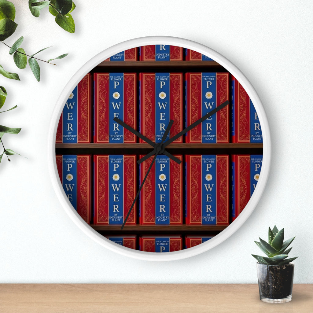 48 LAWS of FLOWER POWER Wall Clock — Decorative 'FLOWER POWER' #BookTok Spine Pattern Clock for Office & Study by Industry Plant
