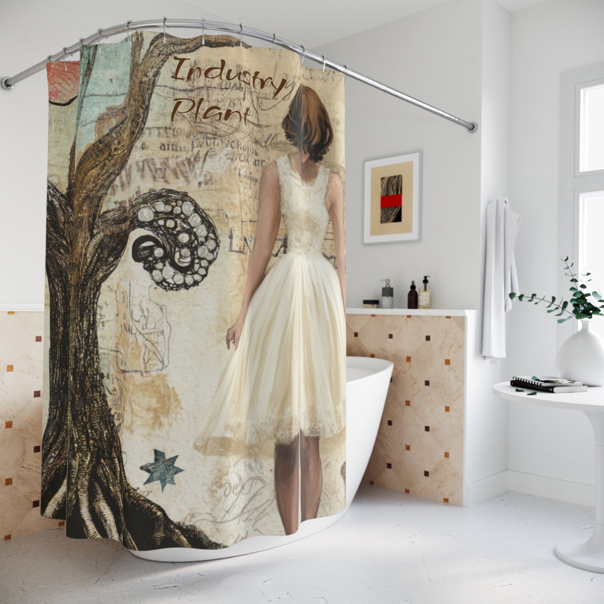 A TREE TREATY NEGOTIATION STAND OFF Shower Curtain by Industry Plant