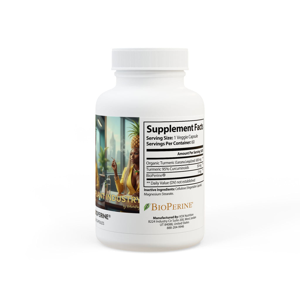 INDUSTRY PLANT Turmeric with BioPerine® (Black Pepper Fruit Extract) Supplement (60 Capsules)