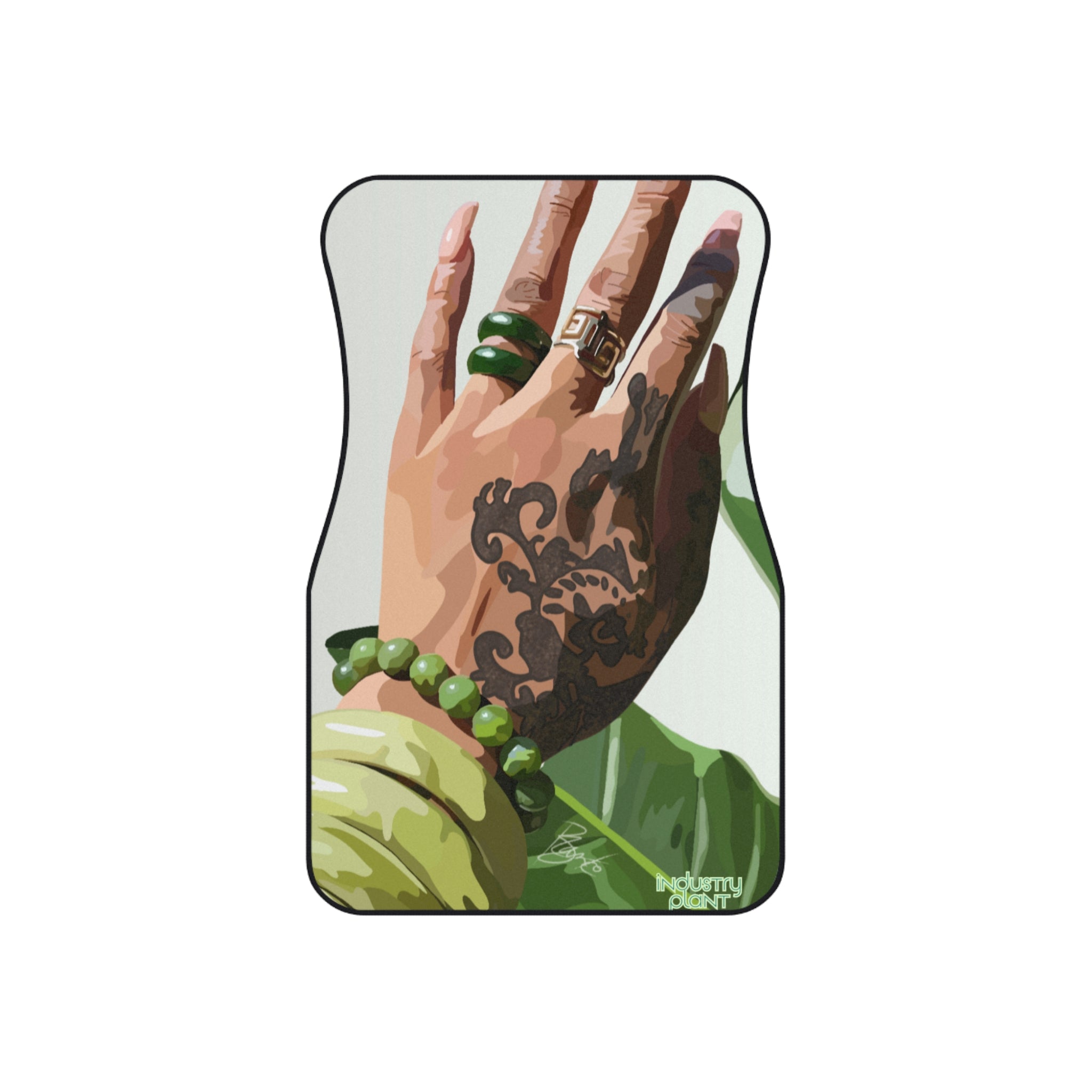 TATTED GREEN THUMB Unique Art Car Mats (Set of 4) - Stylish & Edgy Design by Industry Plant @AutoPaybump