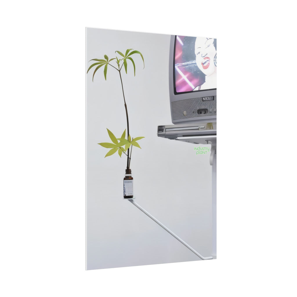 WEED TV Minimalist Cannabis Plant & Retro TV Fine Art Poster — Modern Vaporwave Wall Art by INDUSTRY PLANT @AutoPaybump