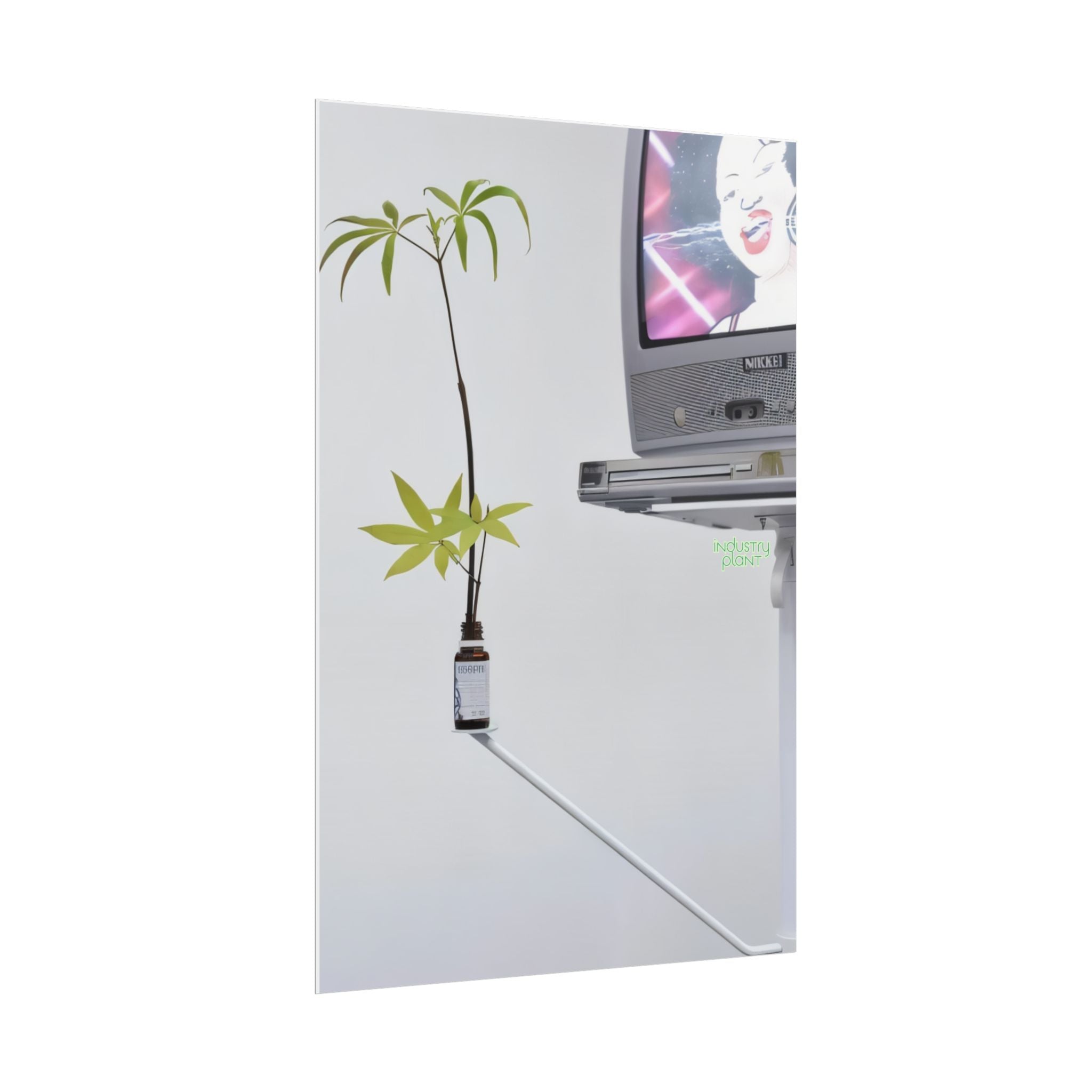 WEED TV Minimalist Cannabis Plant & Retro TV Fine Art Poster — Modern Vaporwave Wall Art by INDUSTRY PLANT @AutoPaybump