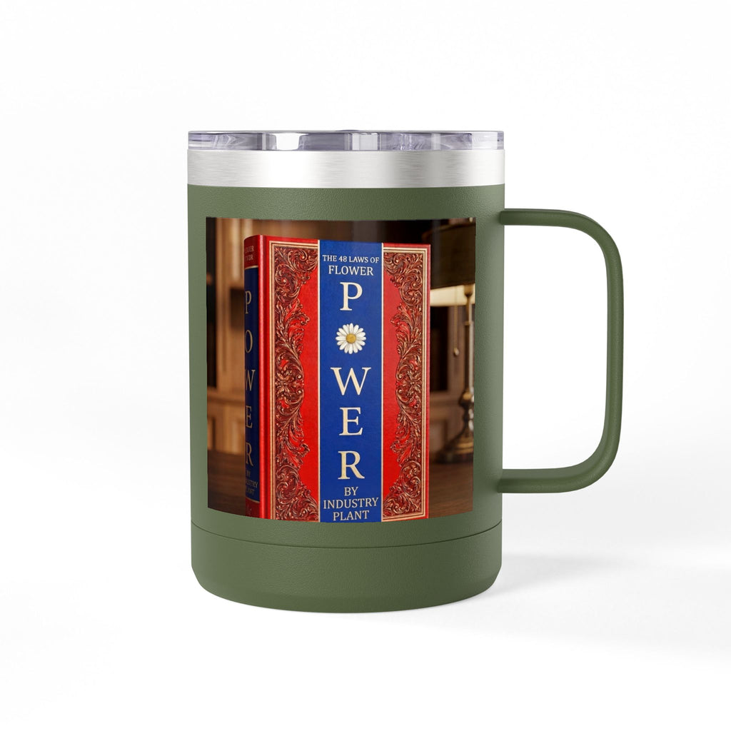Galvanized Steel 48 LAWS of FLOWER POWER 15oz Coffee Mug Tumbler - #BookTok - Themed Unique Gift for Coffee Lovers by INDUSTRY PLANT