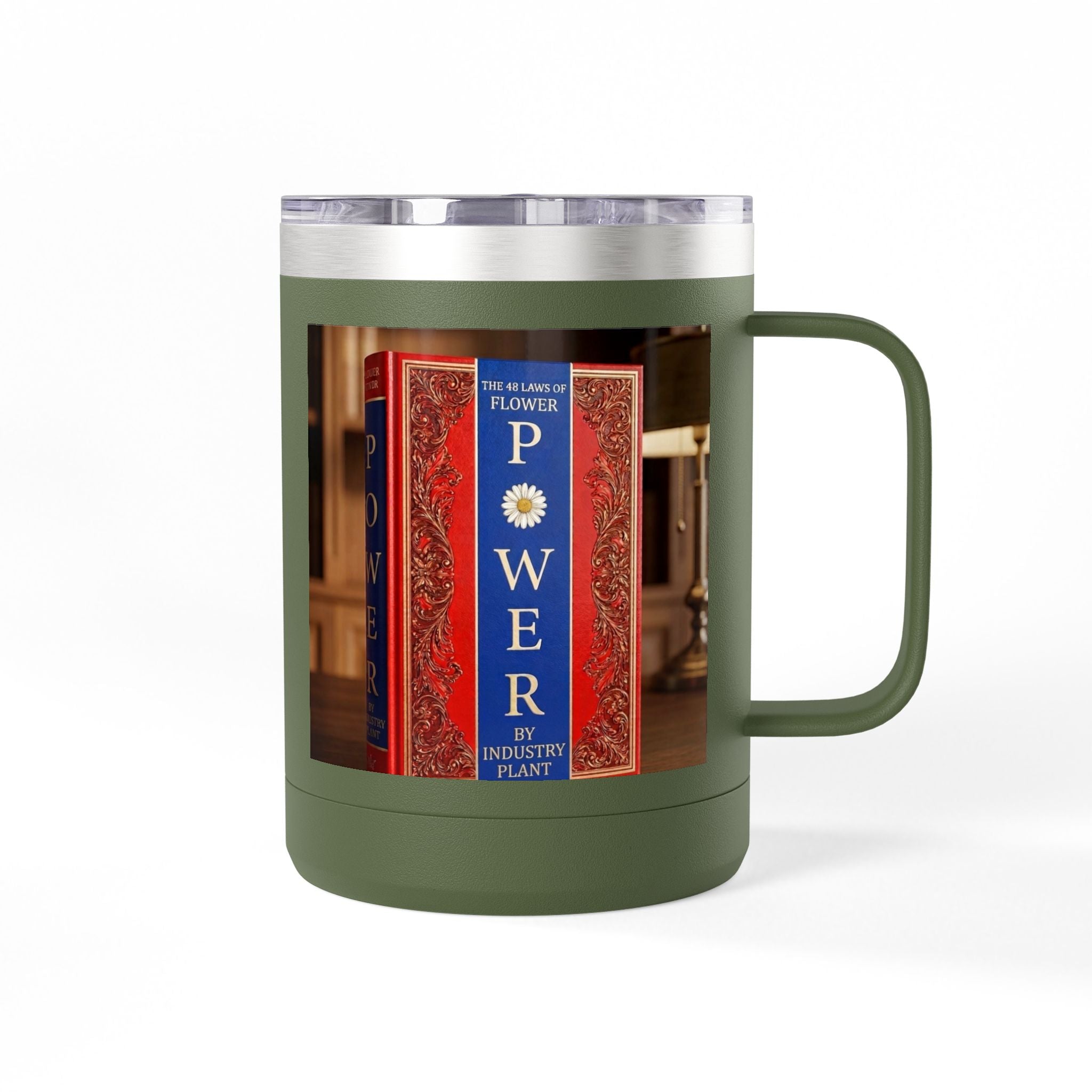 Galvanized Steel 48 LAWS of FLOWER POWER 15oz Coffee Mug Tumbler - #BookTok - Themed Unique Gift for Coffee Lovers by INDUSTRY PLANT