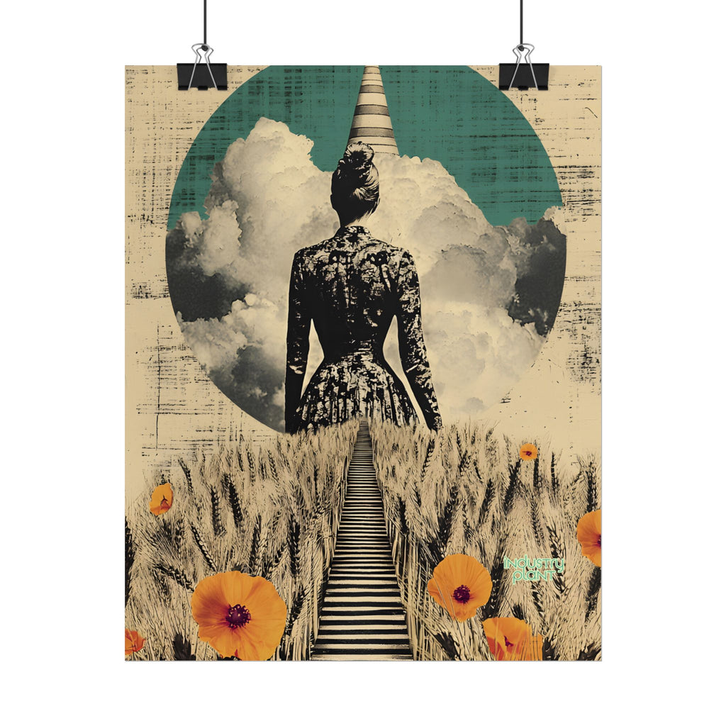 WHEAT SUPREMACIST Surreal Journey Fine Art Poster — Dreamscape Woman, Path Through Wheat & Poppies Art Print by INDUSTRY PLANT @AutoPaybump