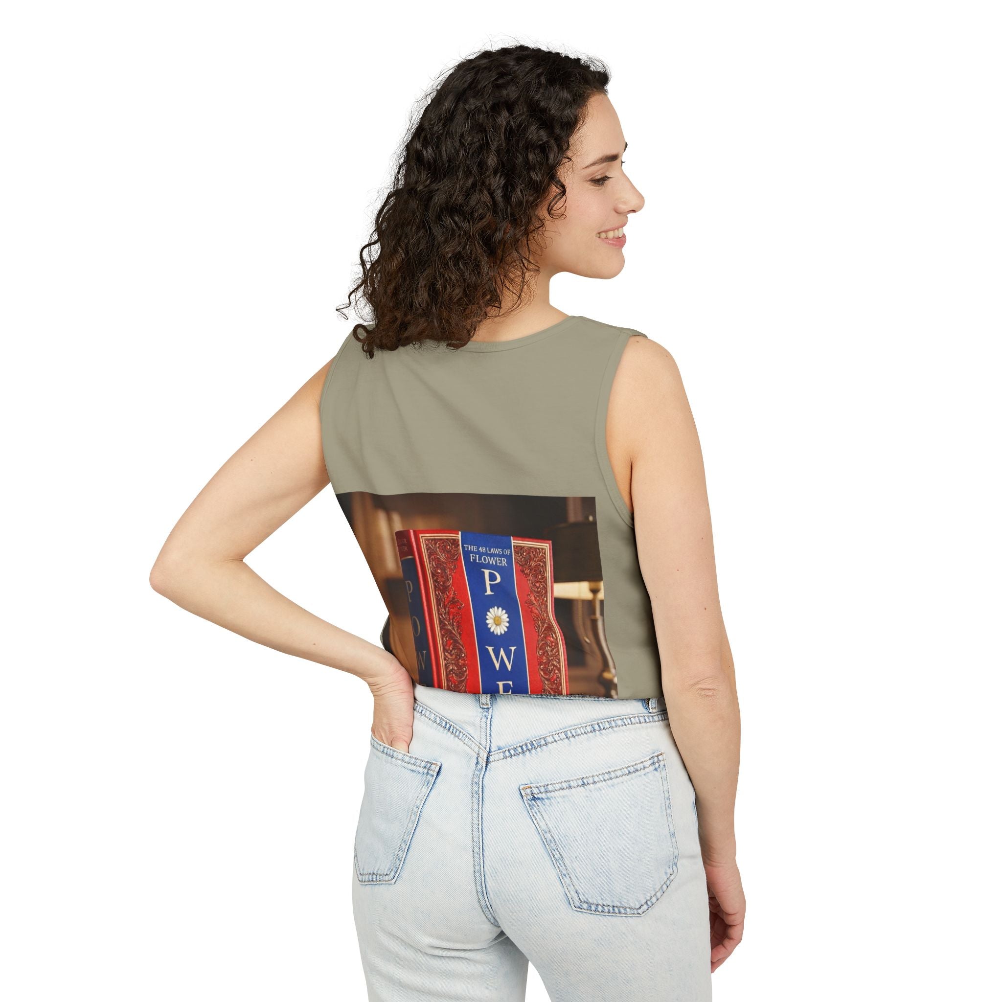 48 LAWS of FLOWER POWER Tank Top — Vintage 'Flower Power' Book Cover Graphic by Industry Plant