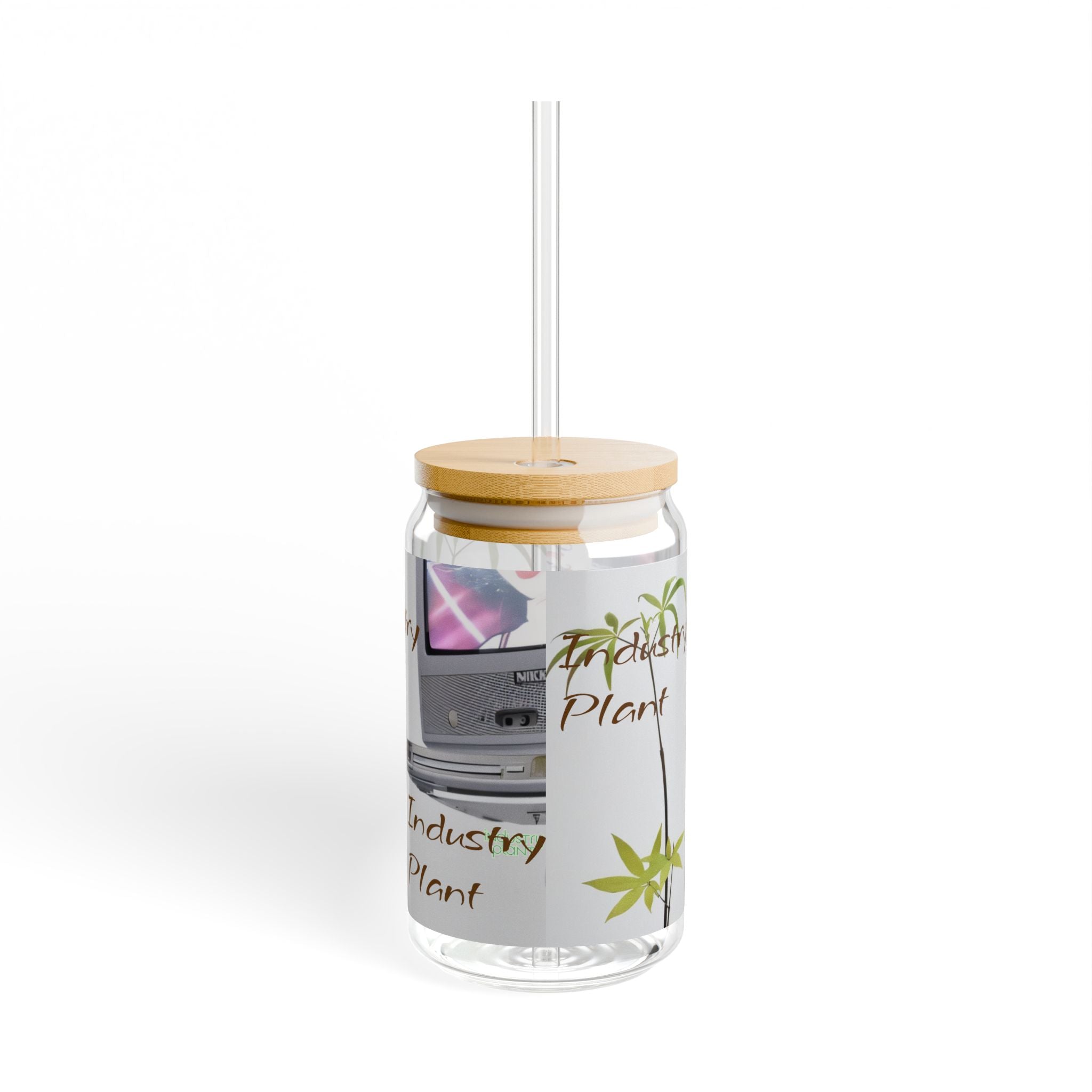 WEED TV Stylish Bamboo Lid Sipper Glass - 16oz with Artistic Design by INDUSTRY PLANT @AutoPaybump