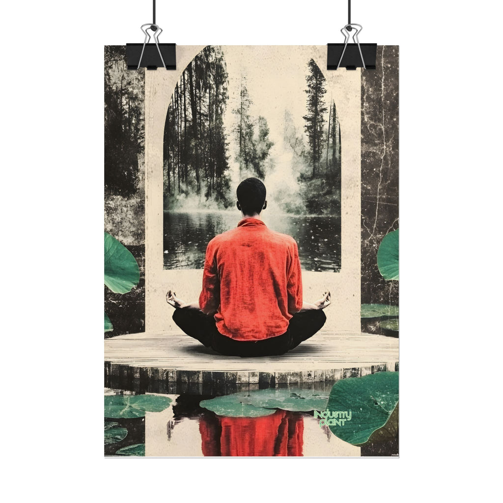 IMMERSIVE NATURE THERAPY Meditation Fine Art Poster — Red Jacket Seated Yogi, Nature Reflection Wall Fine Art by INDUSTRY PLANT @Autopaybump