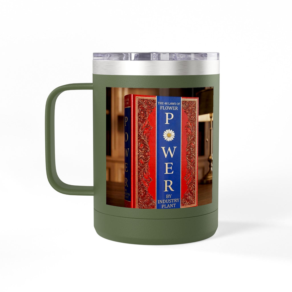 Galvanized Steel 48 LAWS of FLOWER POWER 15oz Coffee Mug Tumbler - #BookTok - Themed Unique Gift for Coffee Lovers by INDUSTRY PLANT