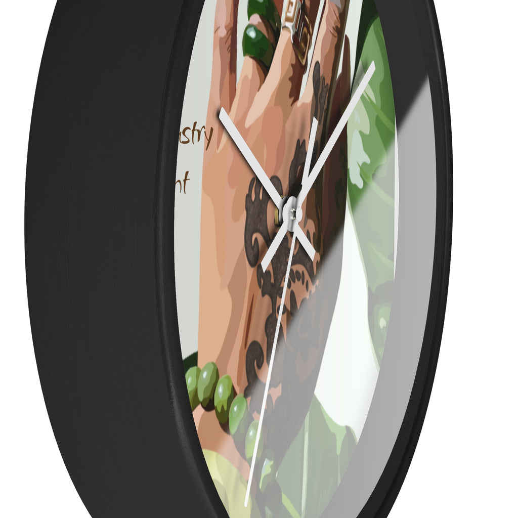 TATTED GREEN THUMB Wall Clock — Decorative Plant Parent Gift Fine Art Print Clock for Office & Study by Industry Plant