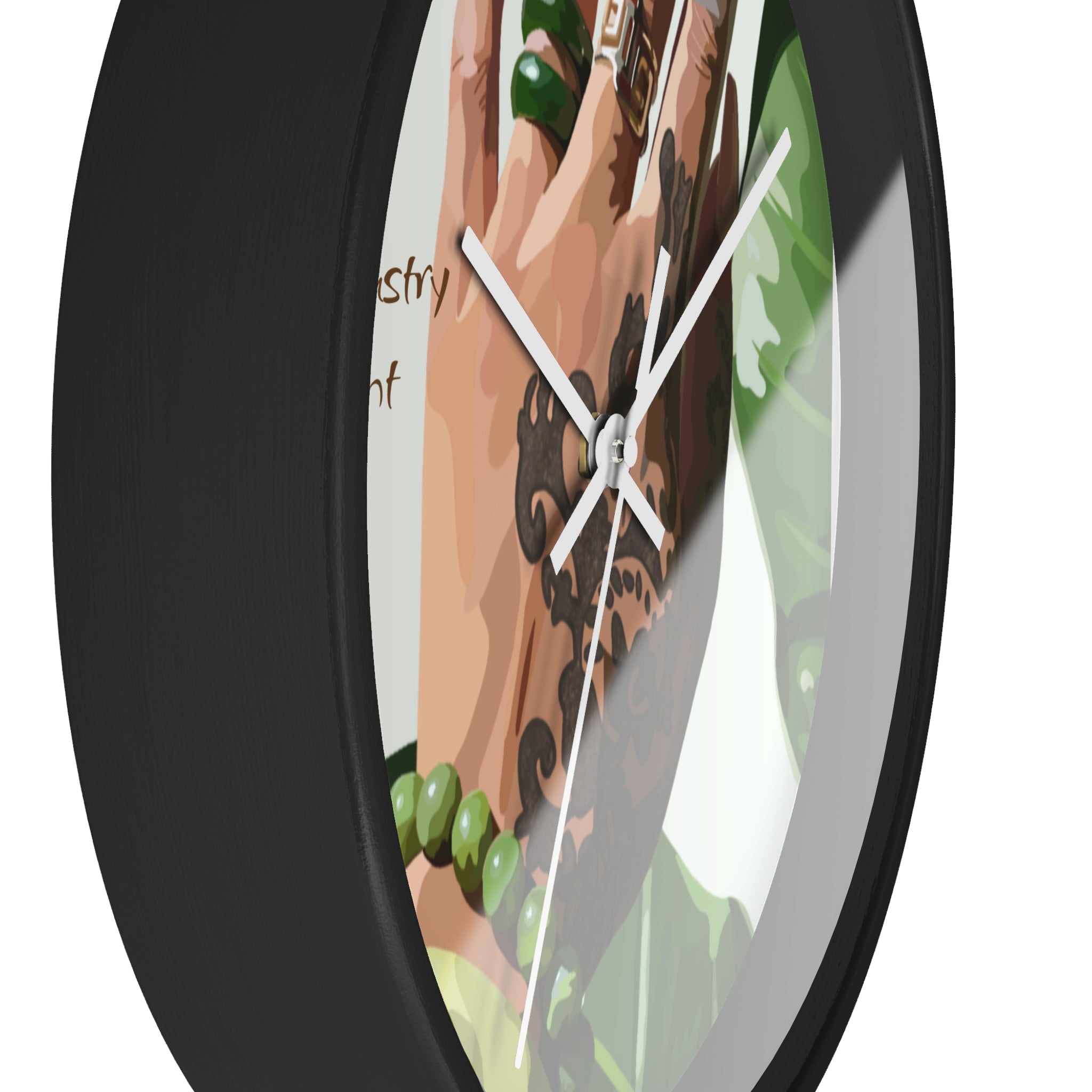 TATTED GREEN THUMB Wall Clock — Decorative Plant Parent Gift Fine Art Print Clock for Office & Study by Industry Plant