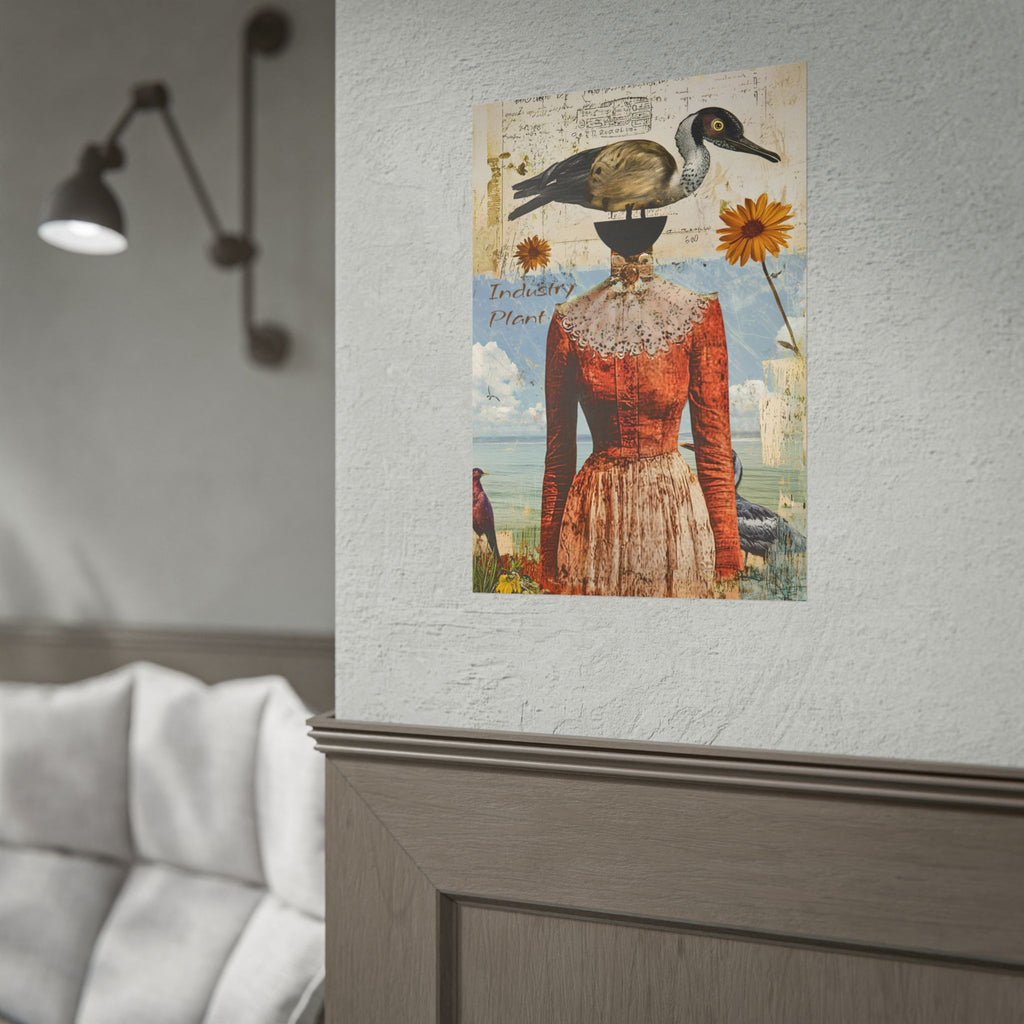 SHE CARRIES HER "BIRD-ENS" WELL Surreal Vintage Fine Art Collage Poster – Duck-Head Lady Wall Fine Art by INDUSTRY PLANT @AutoPaybump