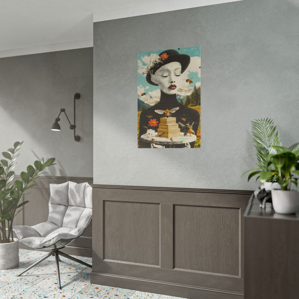 BEE STING LIPS BAE Fine Art Poster — Surreal Bee Lady Fine Art Print by INDUSTRY PLANT @AutoPaybump