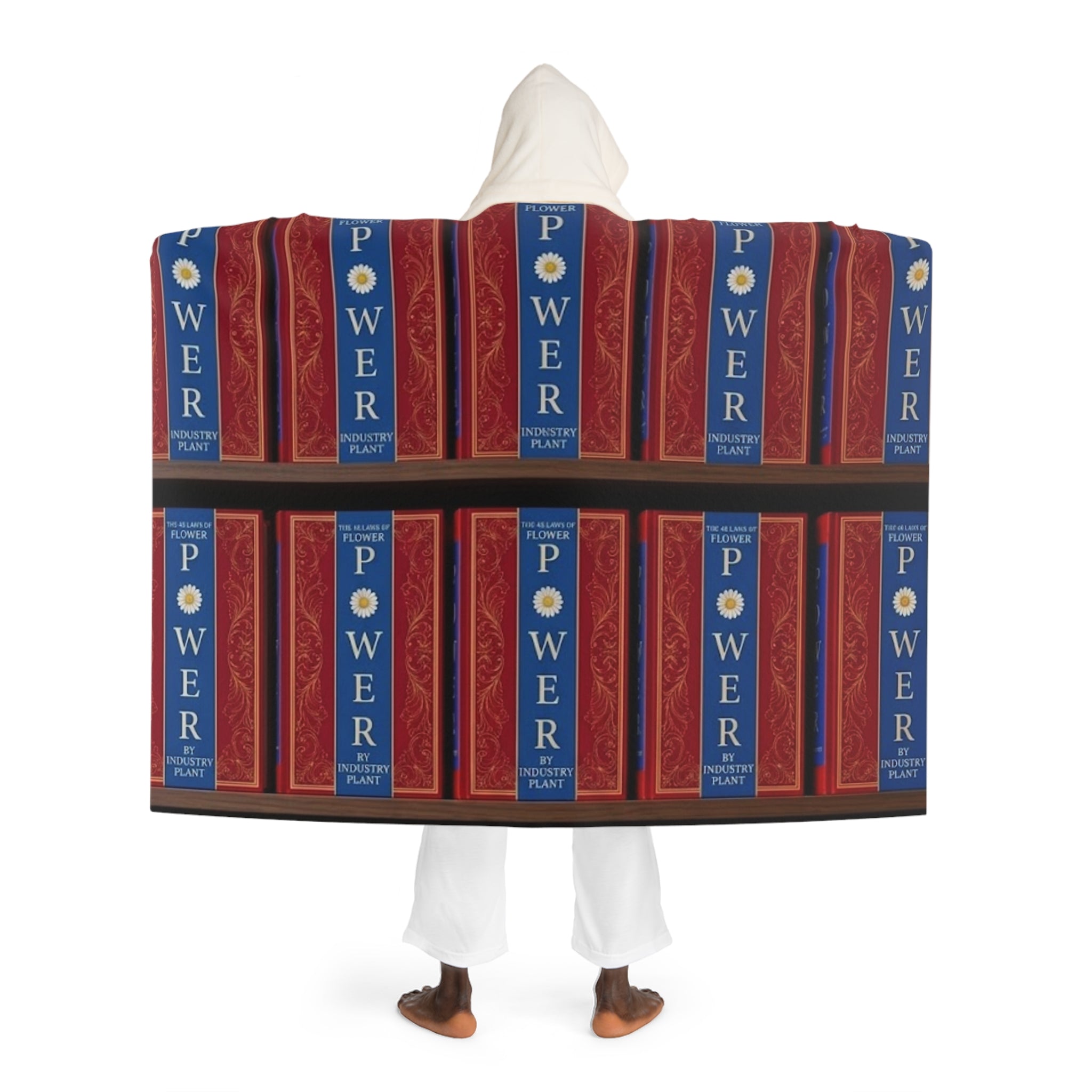 48 LAWS of FLOWER POWER Hooded Sherpa Blanket — Regal Red & Gold Scroll Hooded Fleece by Industry Plant