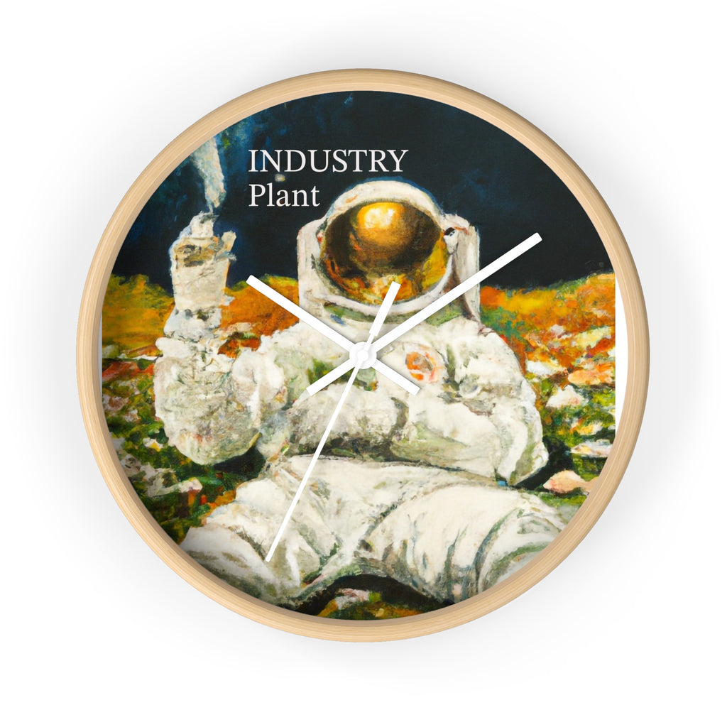 ASTRO STONER Wall Clock — Decorative BOTANICAL ASTRONAUT THEMED Pattern Clock for Office & Study by Industry Plant