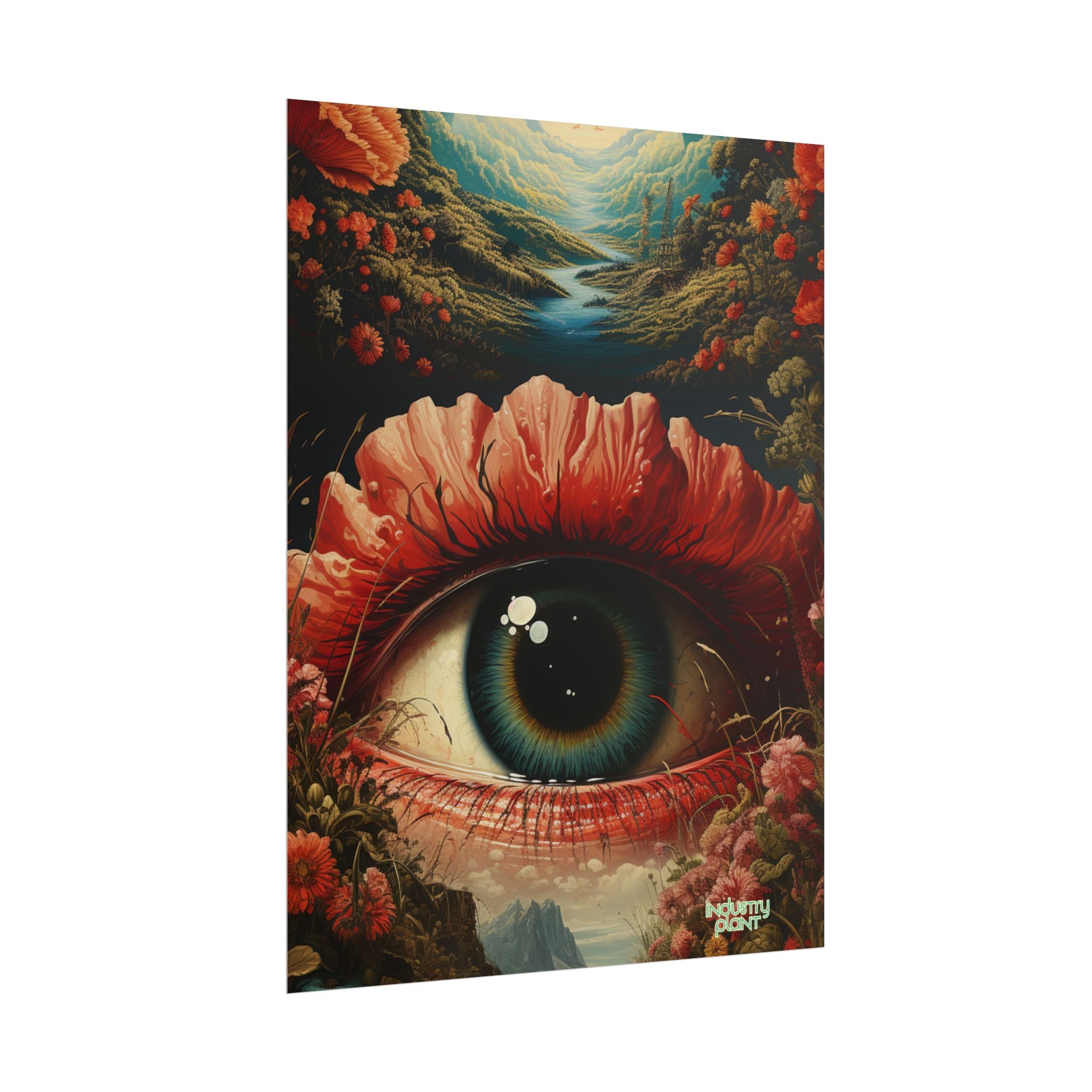 Eye Bloom Here... Surreal Eye Landscape Fine Art Poster – Psychedelic Floral Eye Fine Art Print by INDUSTRY PLANT @AutoPaybump