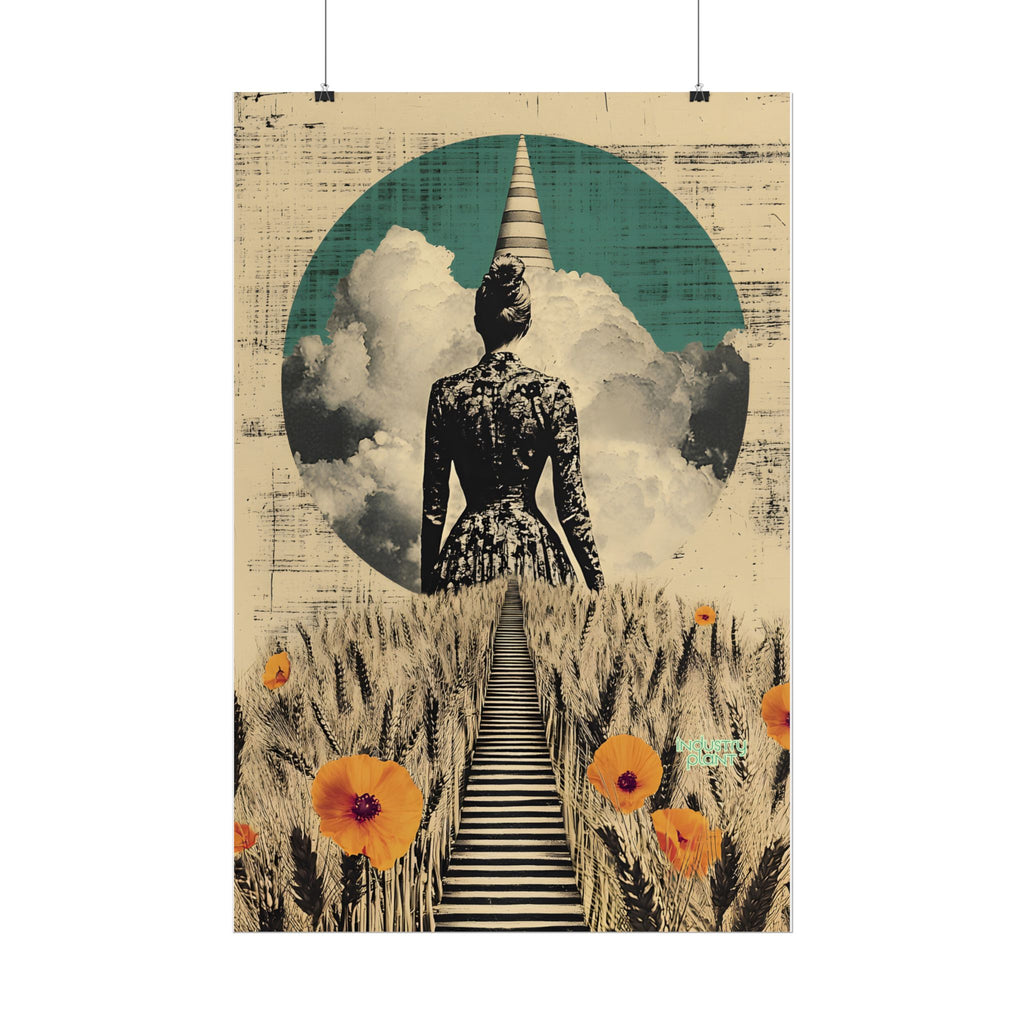 WHEAT SUPREMACIST Surreal Journey Fine Art Poster — Dreamscape Woman, Path Through Wheat & Poppies Art Print by INDUSTRY PLANT @AutoPaybump