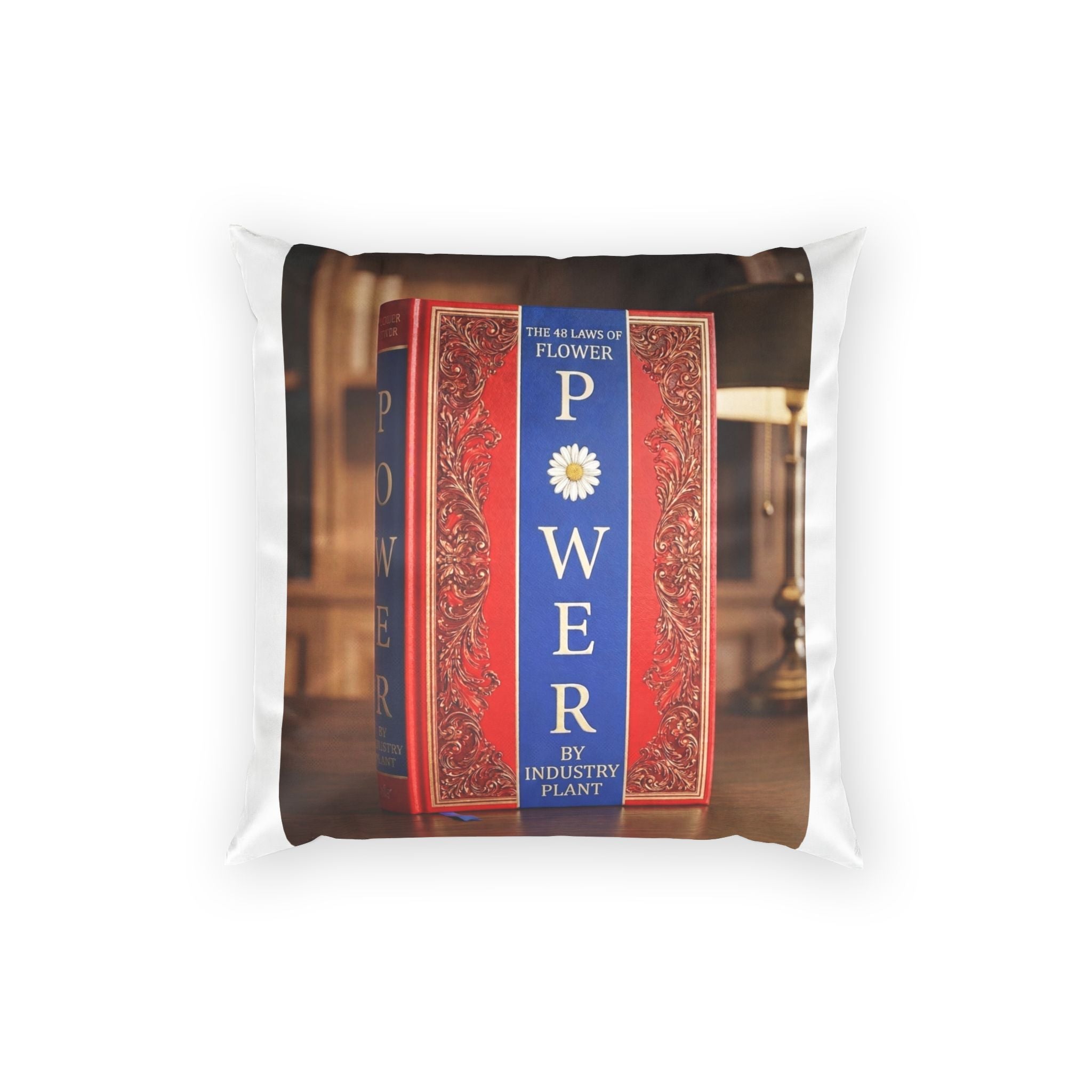 48 LAWS OF FLOWER POWER Book Decorative Velvet Pillow — Vintage Floral Novel Cover Accent Cushion by Industry Plant