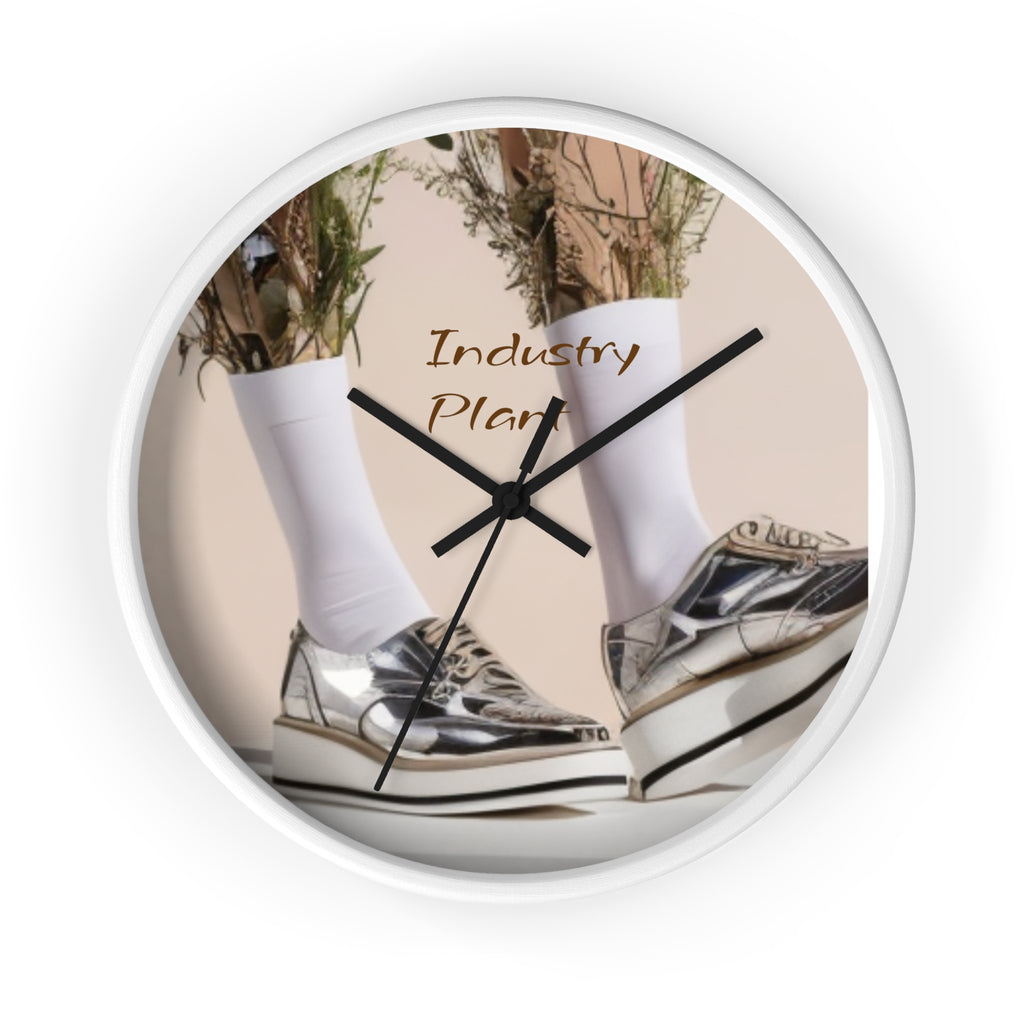 ALWAYS RUNNING ON PLANT POWER Wall Clock — Decorative BOTANICAL SNEAKER THEMED Pattern Clock for Office & Study by Industry Plant