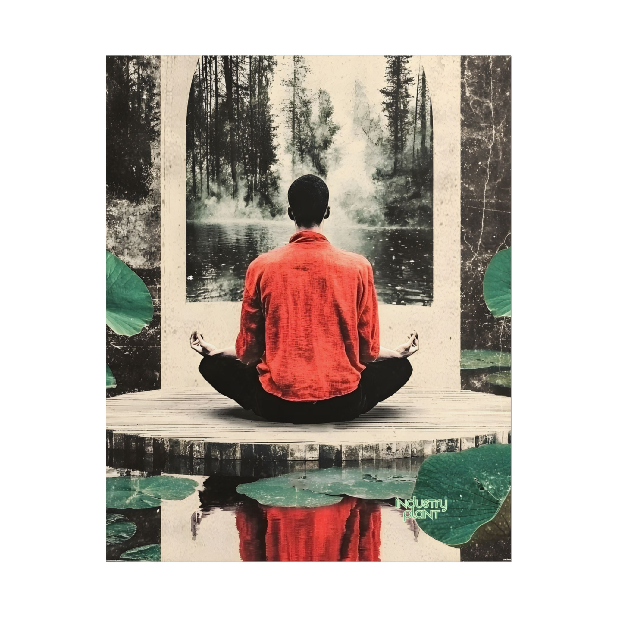IMMERSIVE NATURE THERAPY Meditation Fine Art Poster — Red Jacket Seated Yogi, Nature Reflection Wall Fine Art by INDUSTRY PLANT @Autopaybump