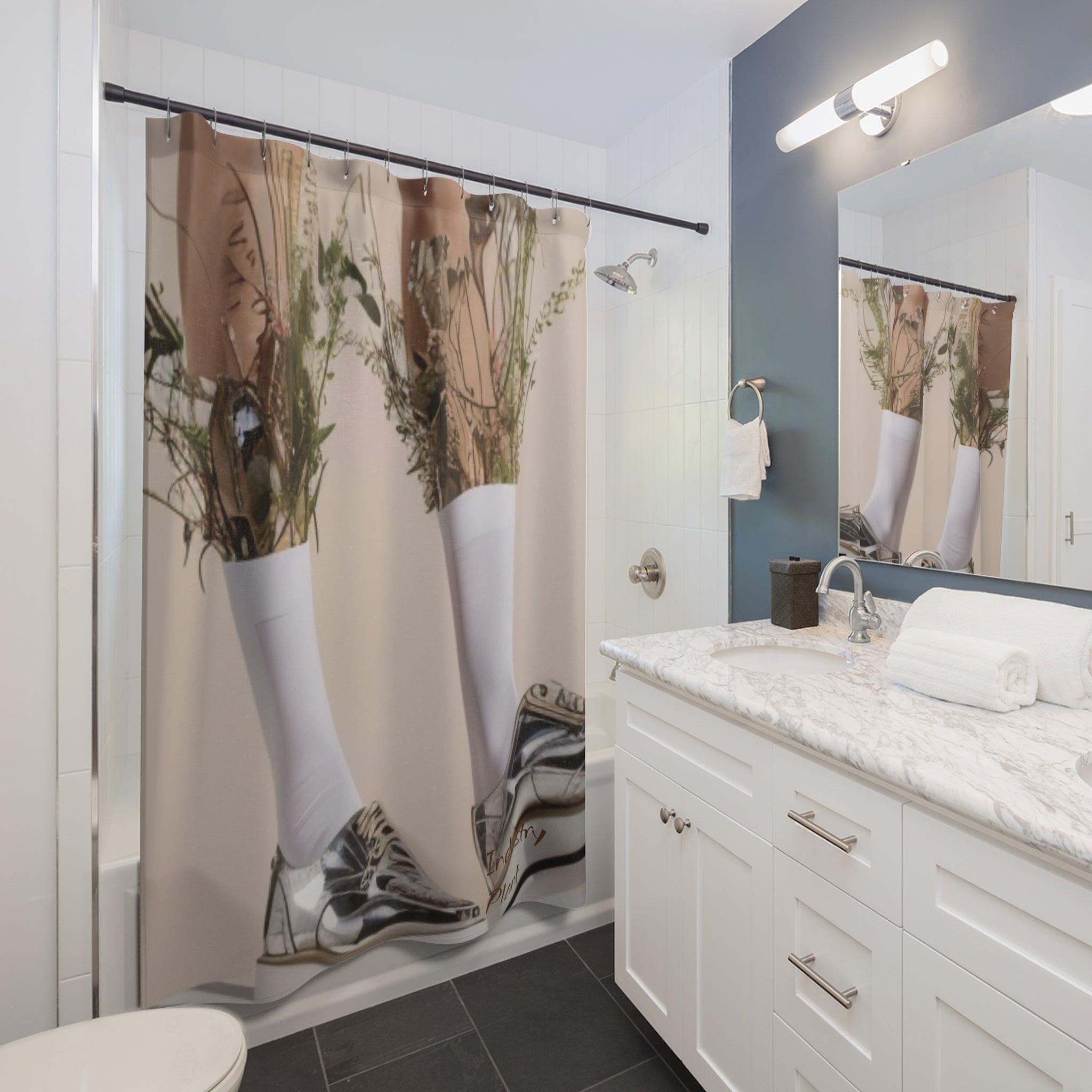 ALWAYS RUNNING ON PLANT POWER Shower Curtain by Industry Plant @AutoPaybump