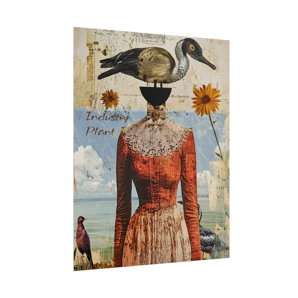 SHE CARRIES HER "BIRD-ENS" WELL Surreal Vintage Fine Art Collage Poster – Duck-Head Lady Wall Fine Art by INDUSTRY PLANT @AutoPaybump