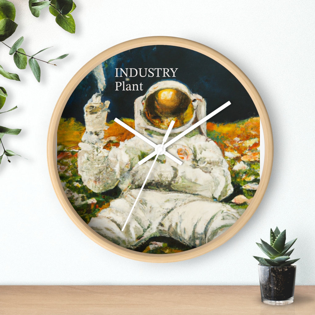 ASTRO STONER Wall Clock — Decorative BOTANICAL ASTRONAUT THEMED Pattern Clock for Office & Study by Industry Plant