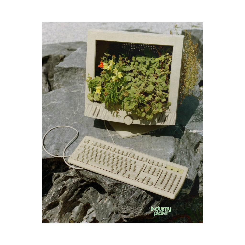 MICRO"green"SOFT PC Retro Plant PC Fine Art Poster — Vintage Computer with Succulents Fine Art Print by Industry Plant by @AutoPaybump
