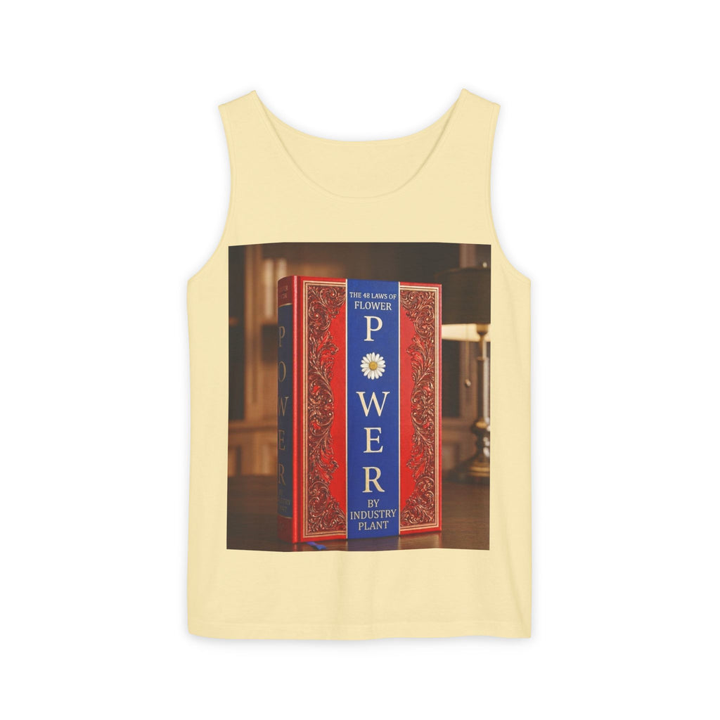 48 LAWS of FLOWER POWER Tank Top — Vintage 'Flower Power' Book Cover Graphic by Industry Plant