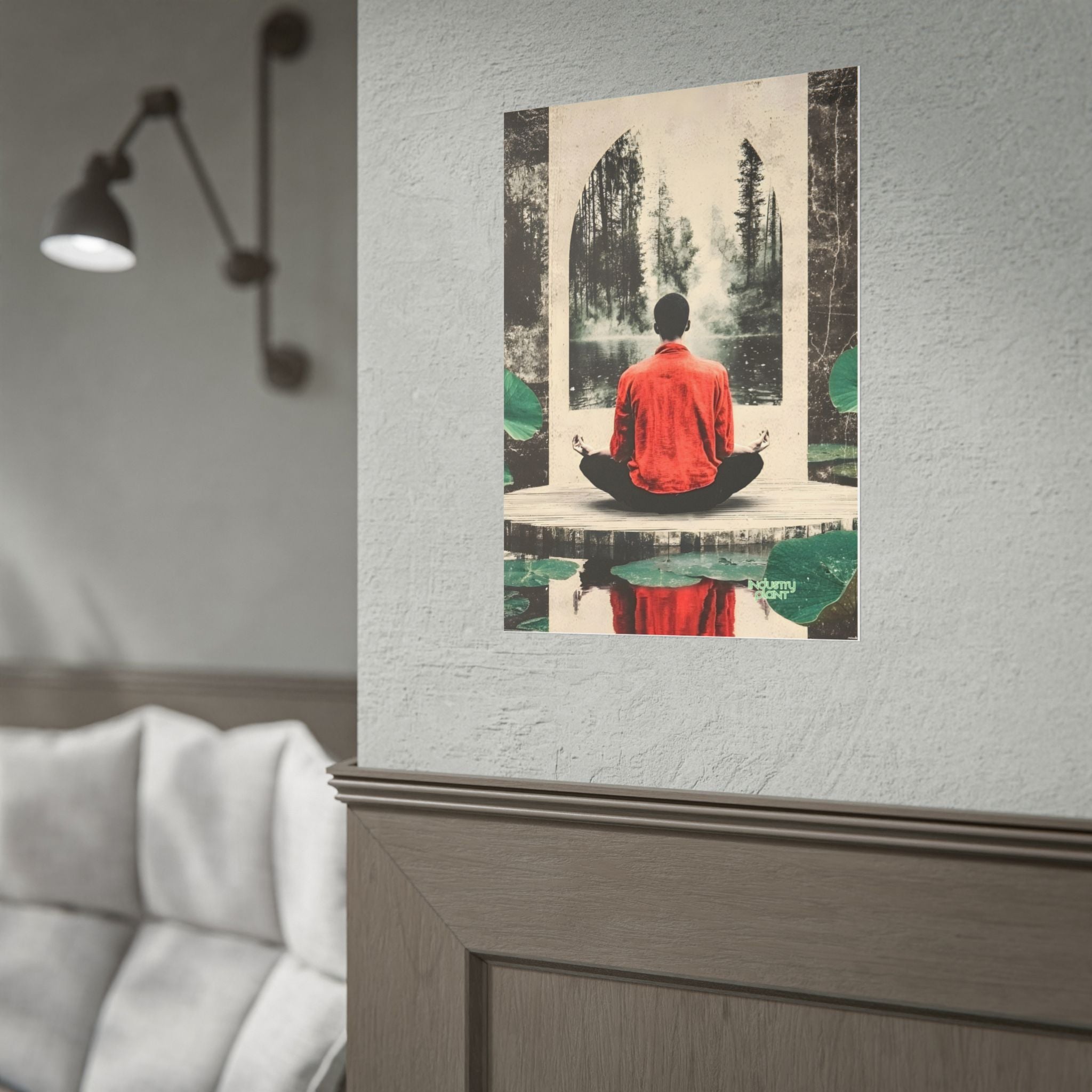 IMMERSIVE NATURE THERAPY Meditation Fine Art Poster — Red Jacket Seated Yogi, Nature Reflection Wall Fine Art by INDUSTRY PLANT @Autopaybump