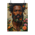 THE SPIRITUAL LANDSCAPER Fine Art Poster — Portrait of Man with Floral Beard and Butterflies, Botanical Fine Art Print by INDUSTRY PLANT @AutoPaybump