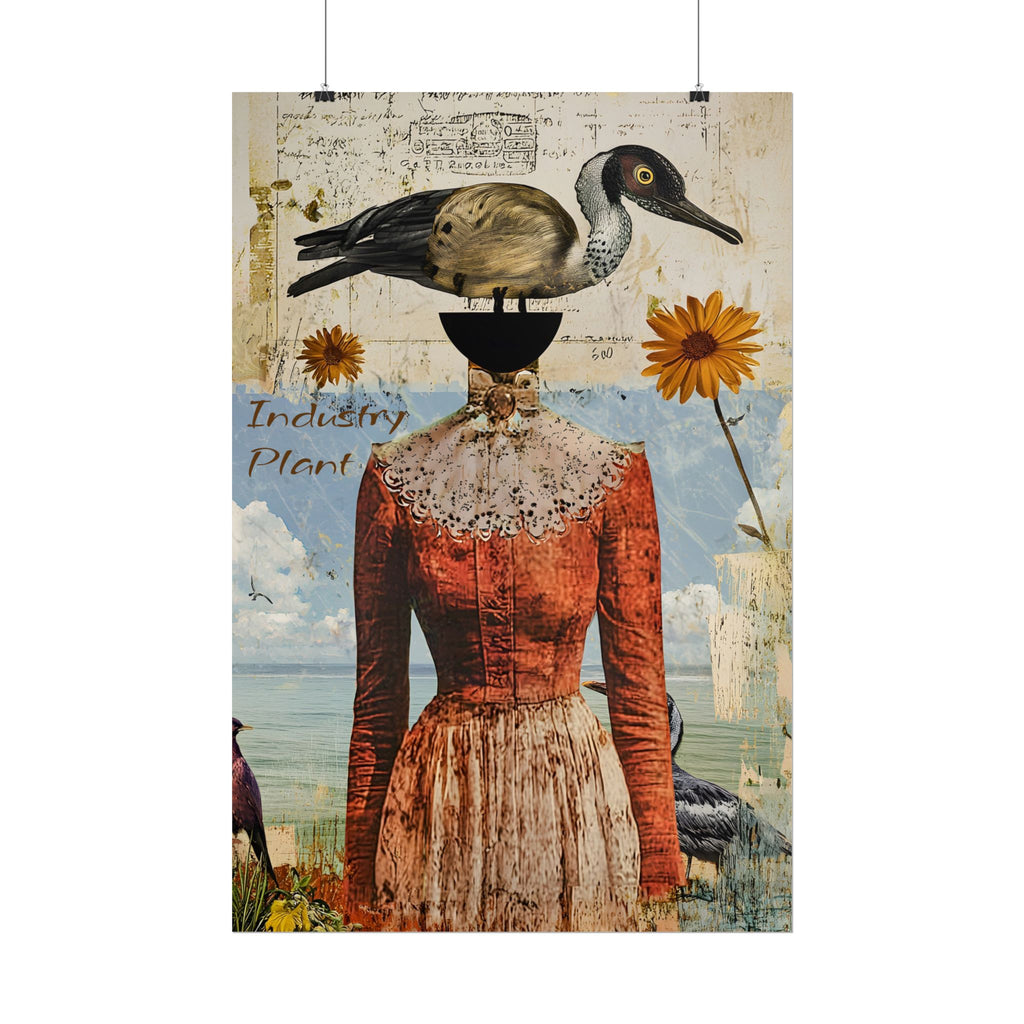SHE CARRIES HER "BIRD-ENS" WELL Surreal Vintage Fine Art Collage Poster – Duck-Head Lady Wall Fine Art by INDUSTRY PLANT @AutoPaybump