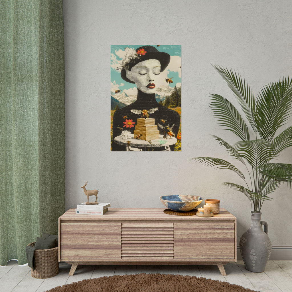 BEE STING LIPS BAE Fine Art Poster — Surreal Bee Lady Fine Art Print by INDUSTRY PLANT @AutoPaybump