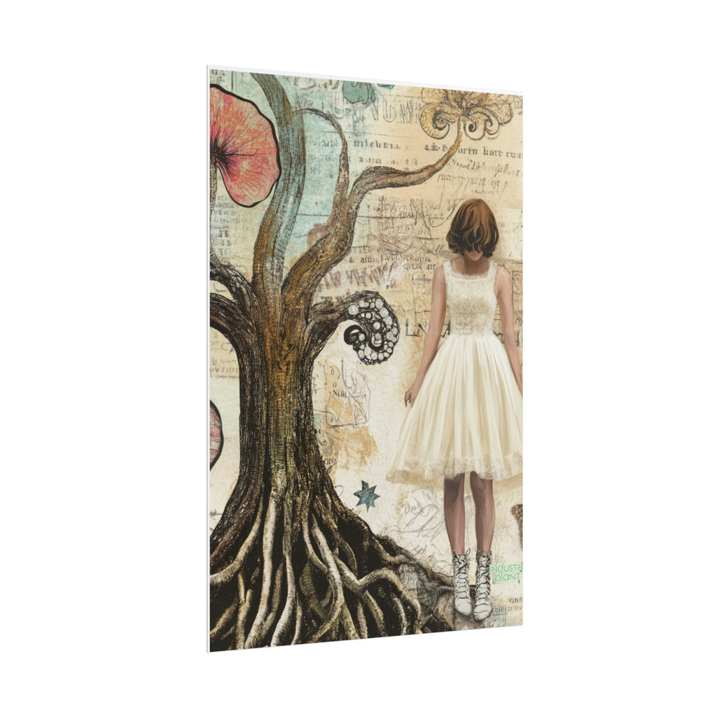 A TREE TREATY NEGOTIATION STAND OFF Fine Art Poster — Vintage Girl & Whimsical Tree Fine Art Print by INDUSTRY PLANT @AutoPaybump