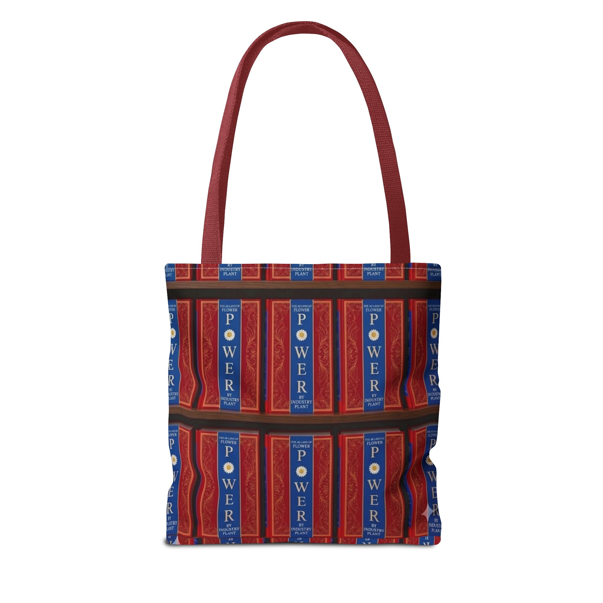 48 LAWS of FLOWER POWER by INDUSTRY PLANT Tote Bag — Vintage Library Pattern AOP Bookstore Tote by INDUSTRY PLANT
