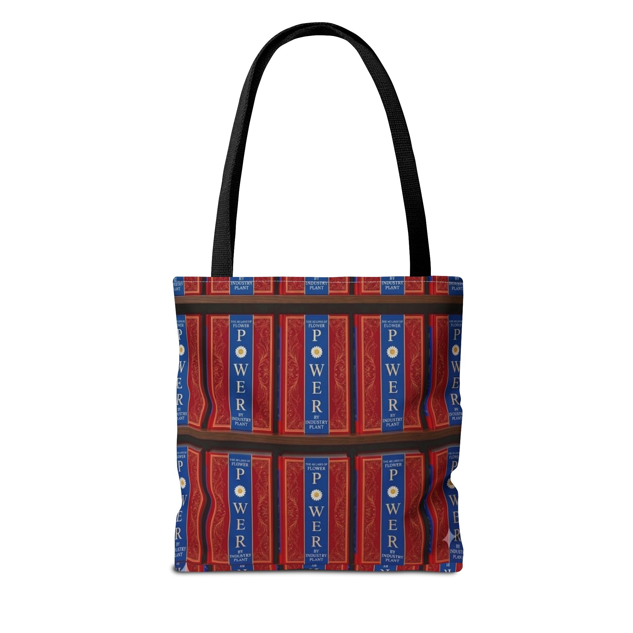 48 LAWS of FLOWER POWER by INDUSTRY PLANT Tote Bag — Vintage Library Pattern AOP Bookstore Tote by INDUSTRY PLANT
