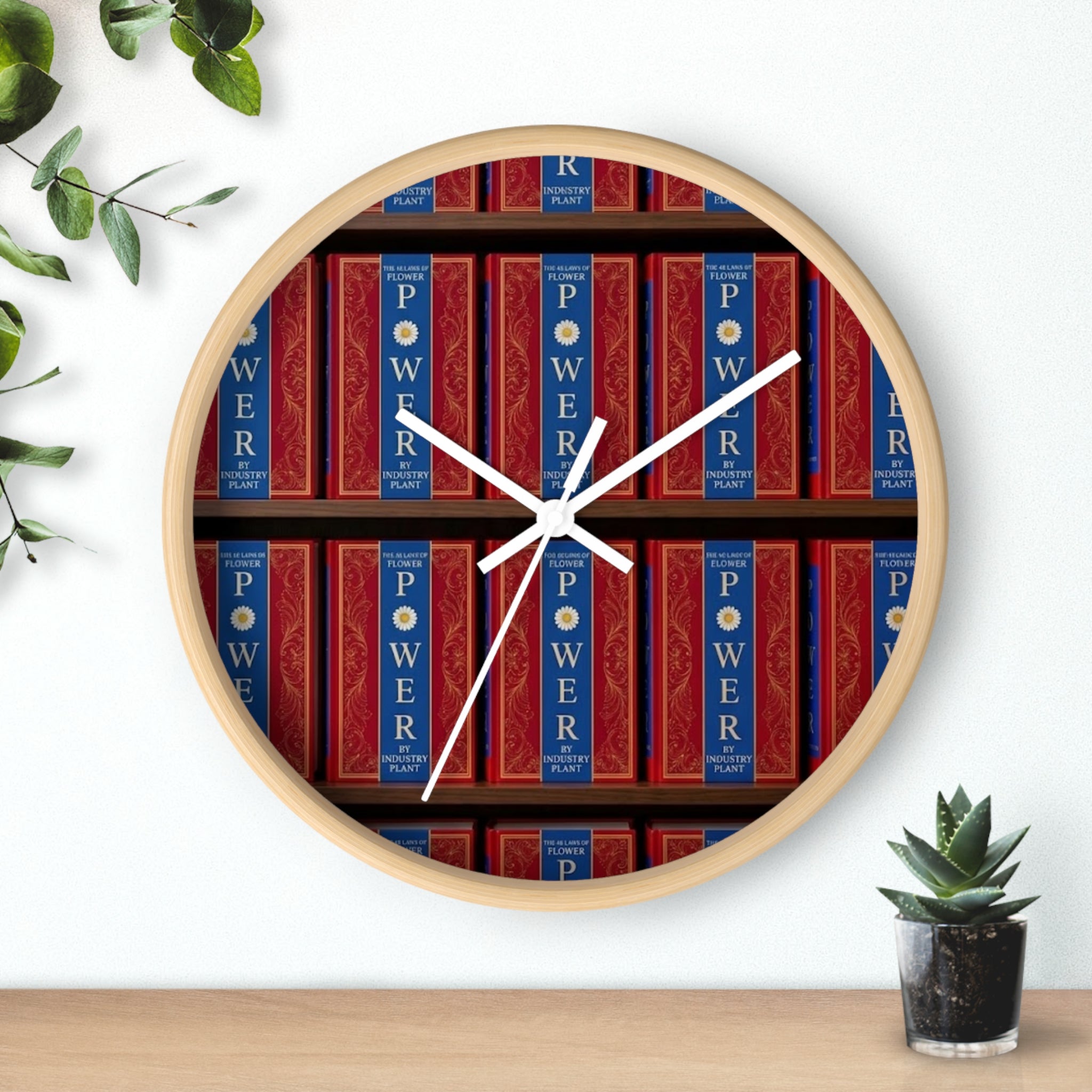 48 LAWS of FLOWER POWER Wall Clock — Decorative 'FLOWER POWER' #BookTok Spine Pattern Clock for Office & Study by Industry Plant