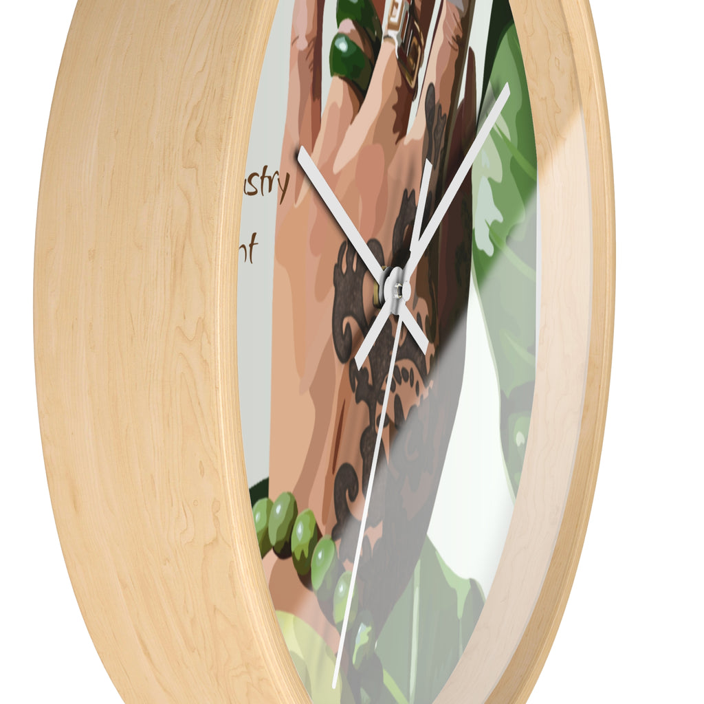 TATTED GREEN THUMB Wall Clock — Decorative Plant Parent Gift Fine Art Print Clock for Office & Study by Industry Plant