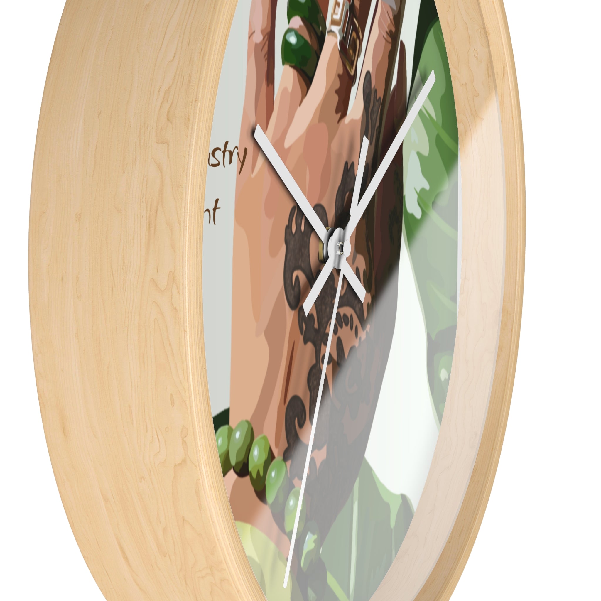 TATTED GREEN THUMB Wall Clock — Decorative Plant Parent Gift Fine Art Print Clock for Office & Study by Industry Plant