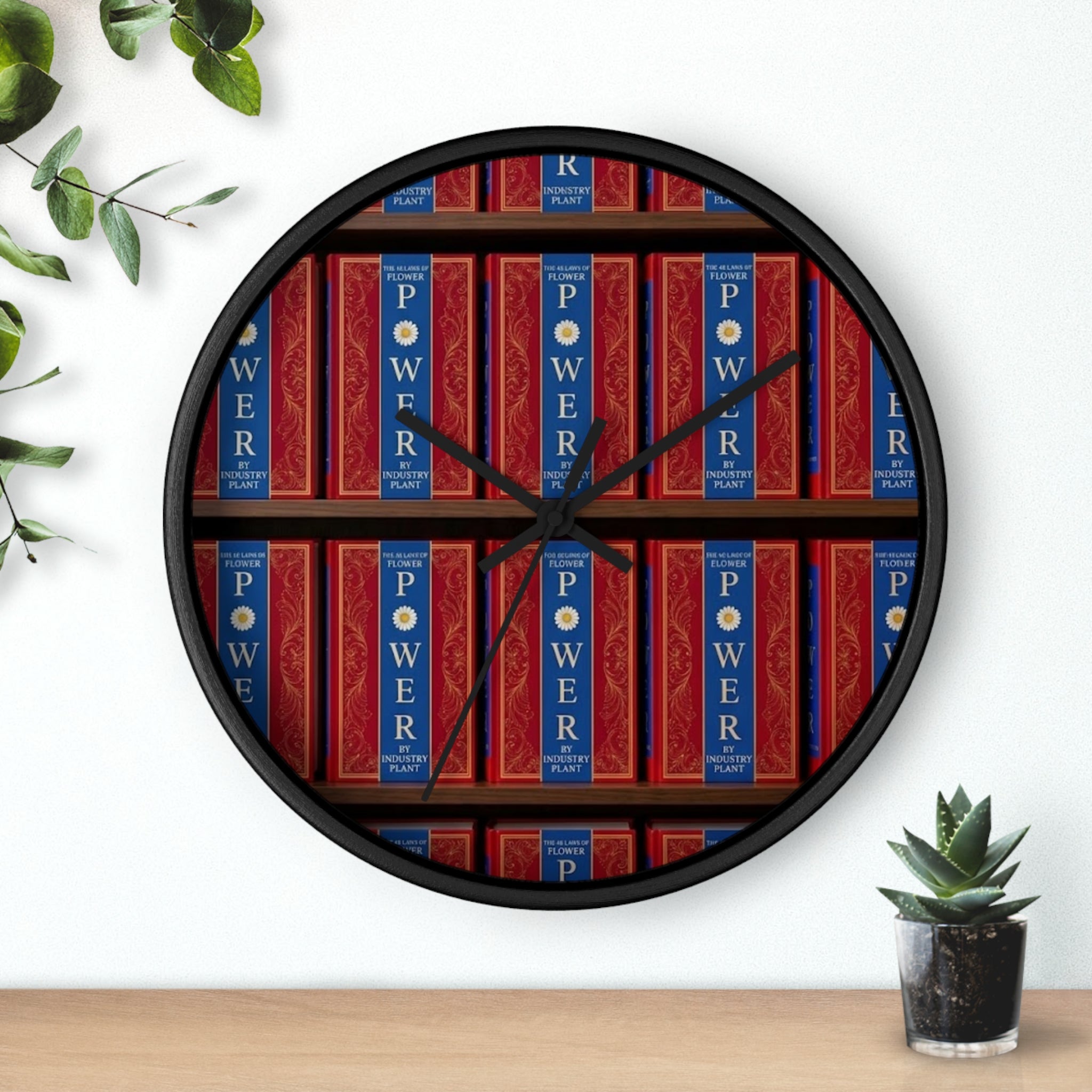 48 LAWS of FLOWER POWER Wall Clock — Decorative 'FLOWER POWER' #BookTok Spine Pattern Clock for Office & Study by Industry Plant