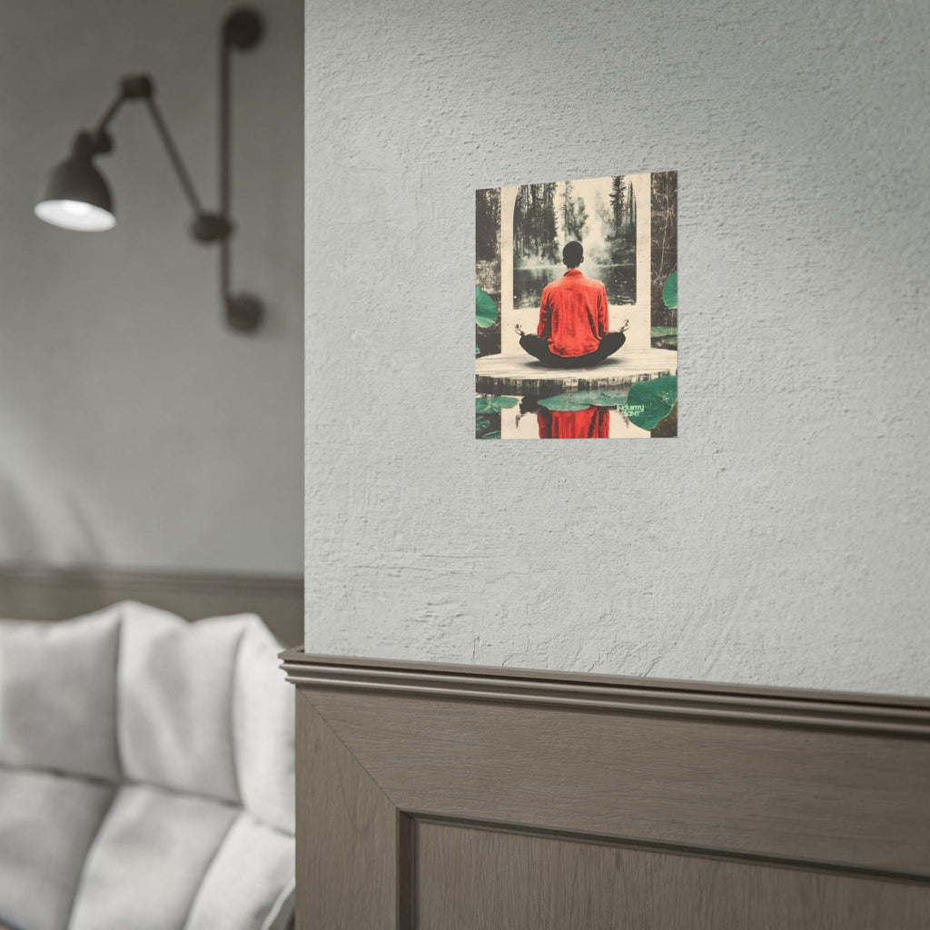 IMMERSIVE NATURE THERAPY Meditation Fine Art Poster — Red Jacket Seated Yogi, Nature Reflection Wall Fine Art by INDUSTRY PLANT @Autopaybump
