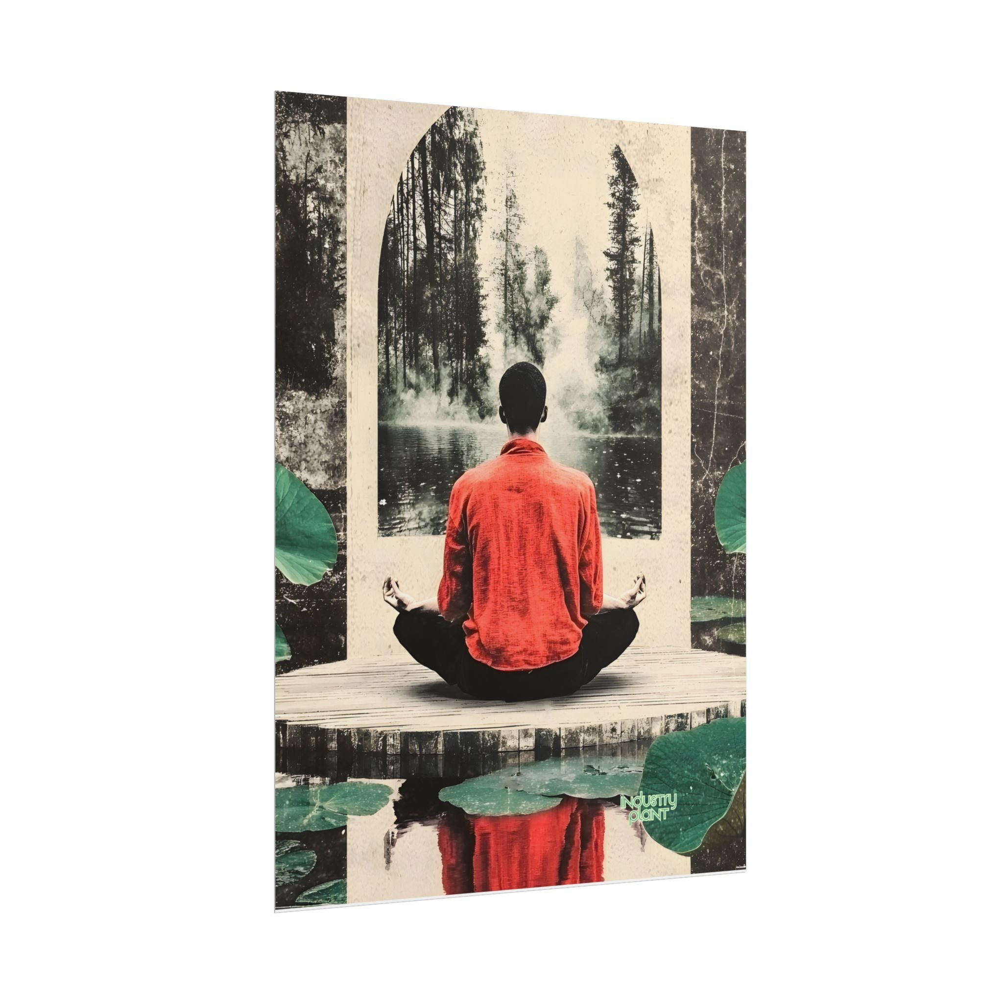IMMERSIVE NATURE THERAPY Meditation Fine Art Poster — Red Jacket Seated Yogi, Nature Reflection Wall Fine Art by INDUSTRY PLANT @Autopaybump